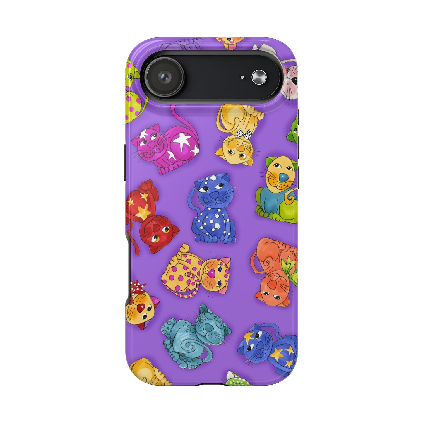 Tossed Happy Cats Purple Phone Case