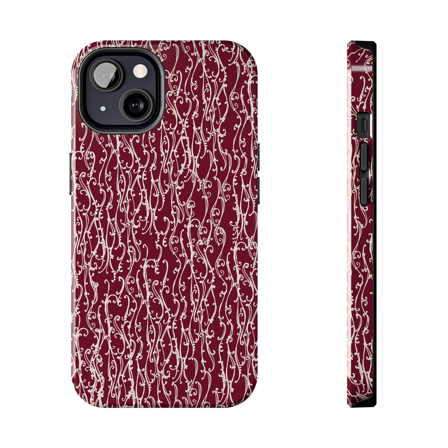 Swan Scroll Red / White Phone Case