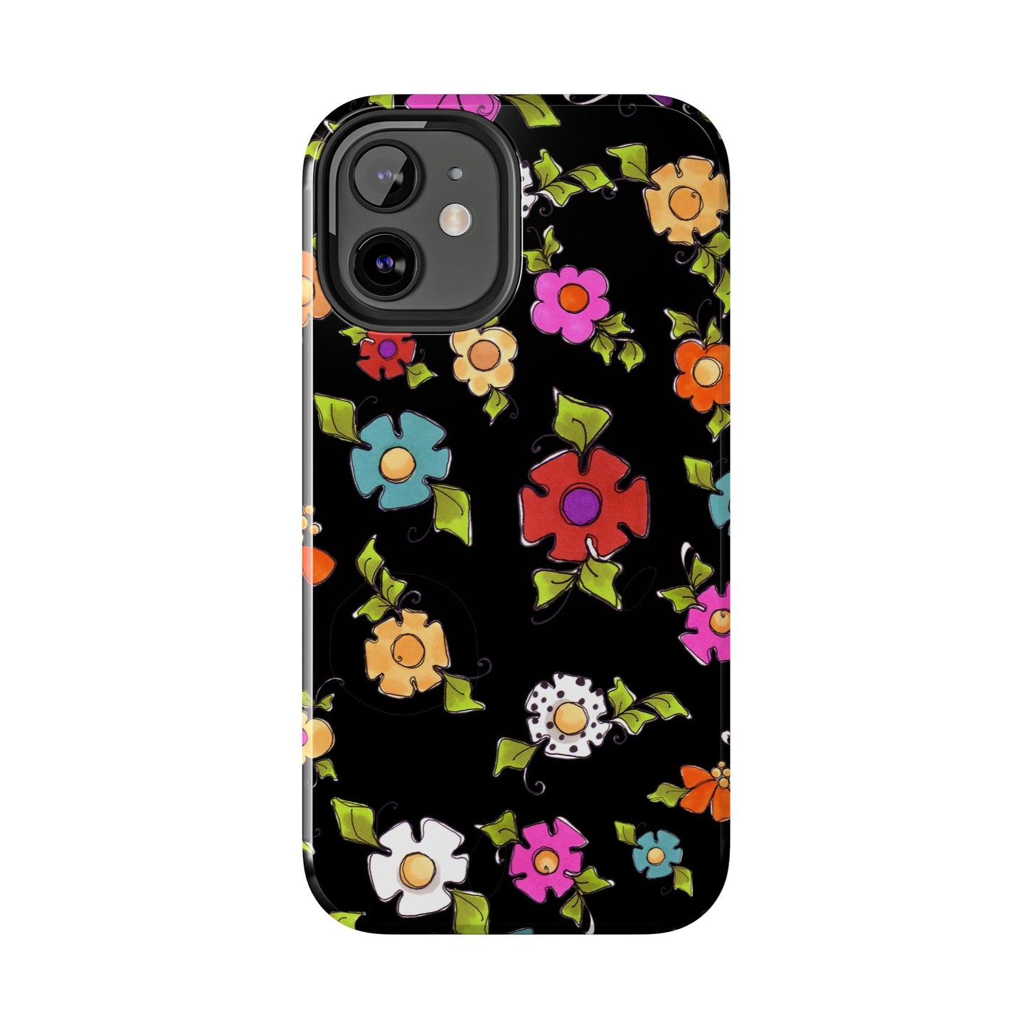 Dog Blooms Black Phone Case