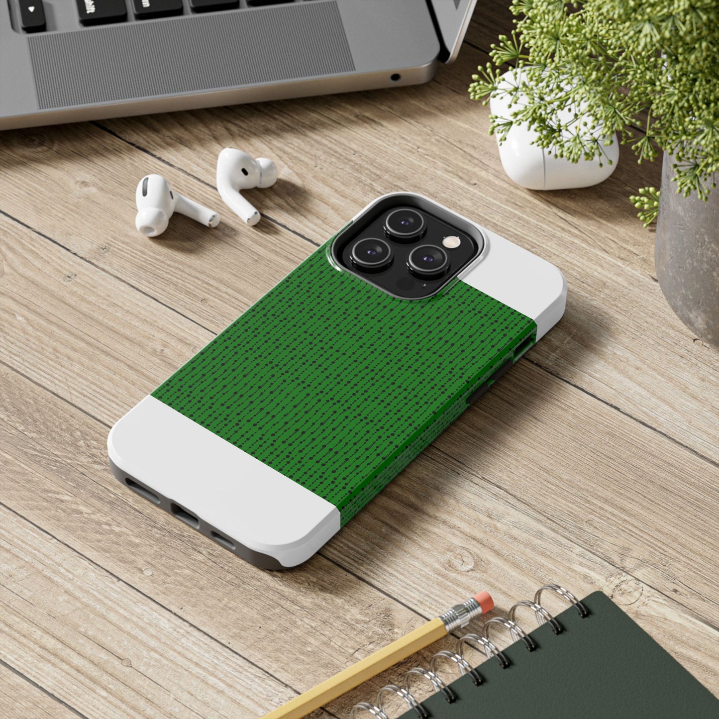 Beaded Curtain Green / Black Phone Case