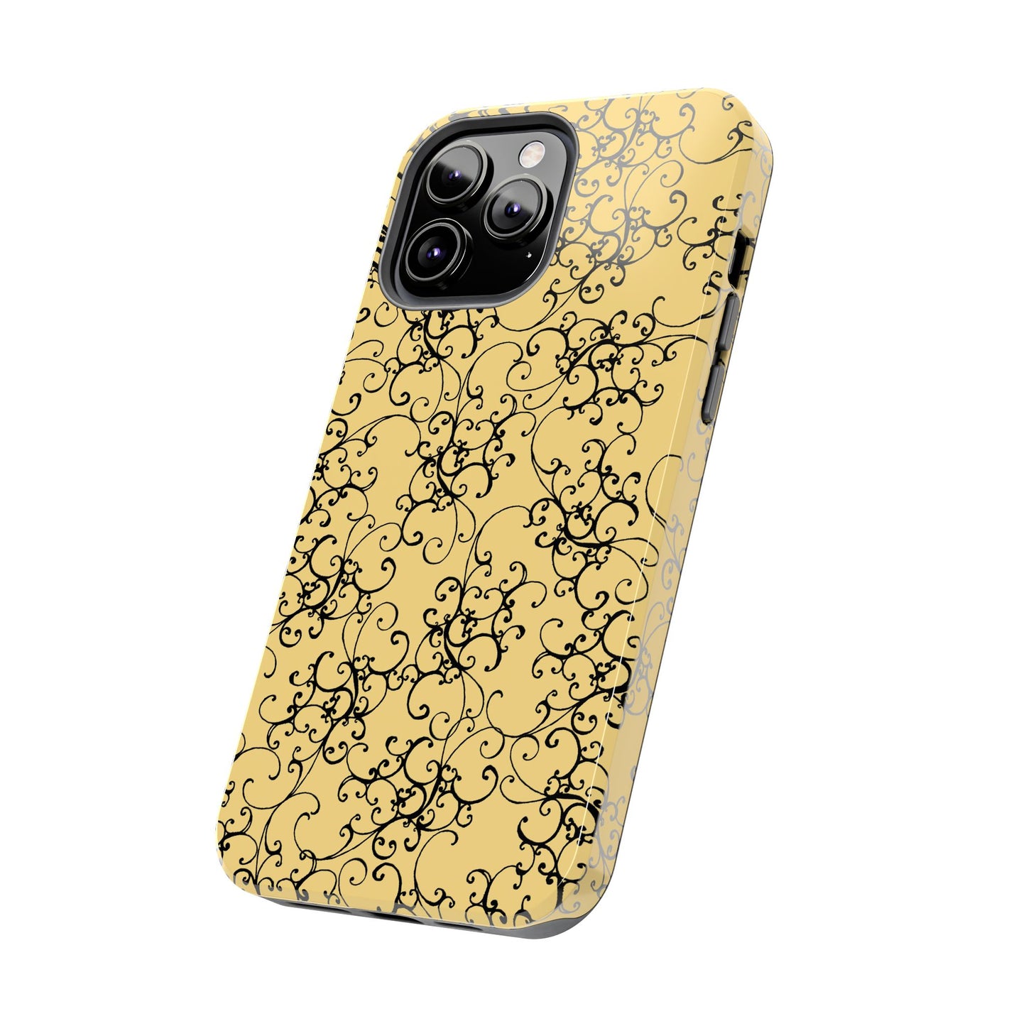Elegant Scroll Yellow / Black Phone Case
