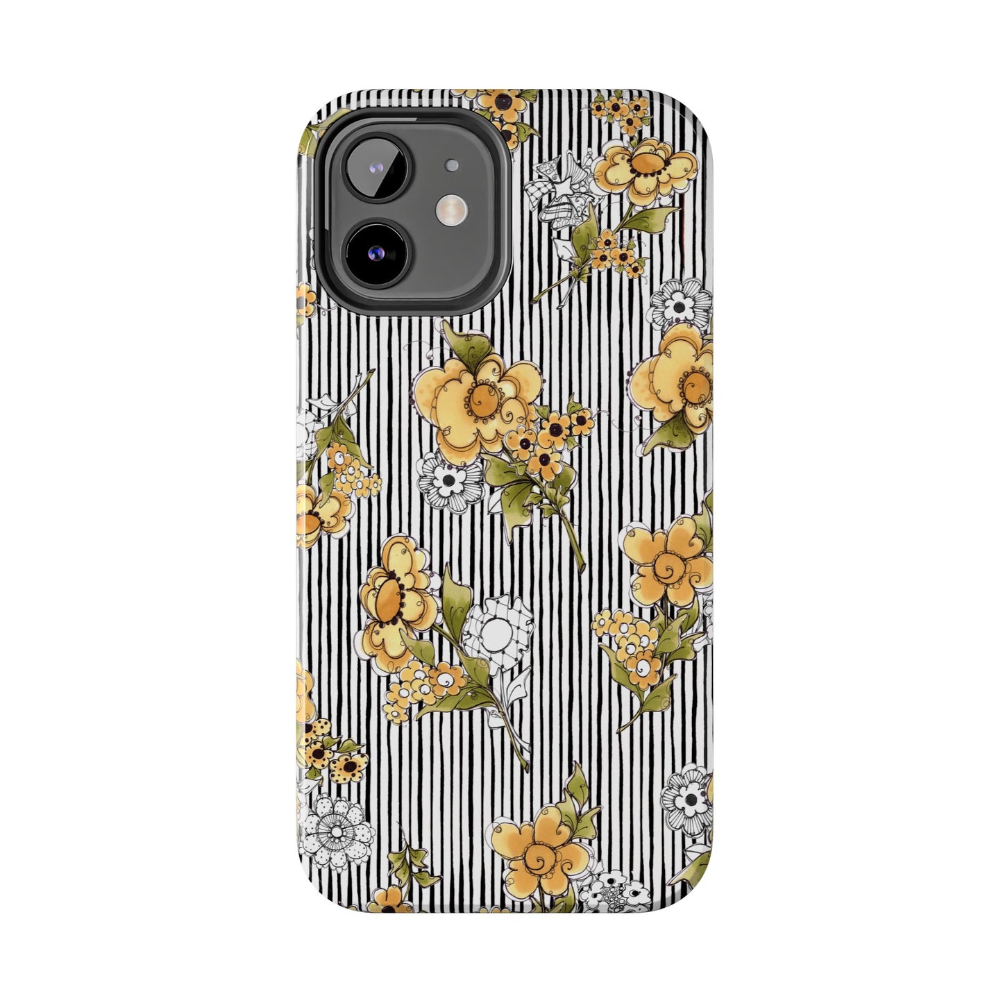 Bee Floral White / Black Phone Case