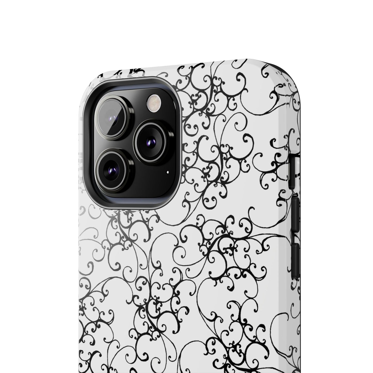 Elegant Scroll White / Black Phone Case