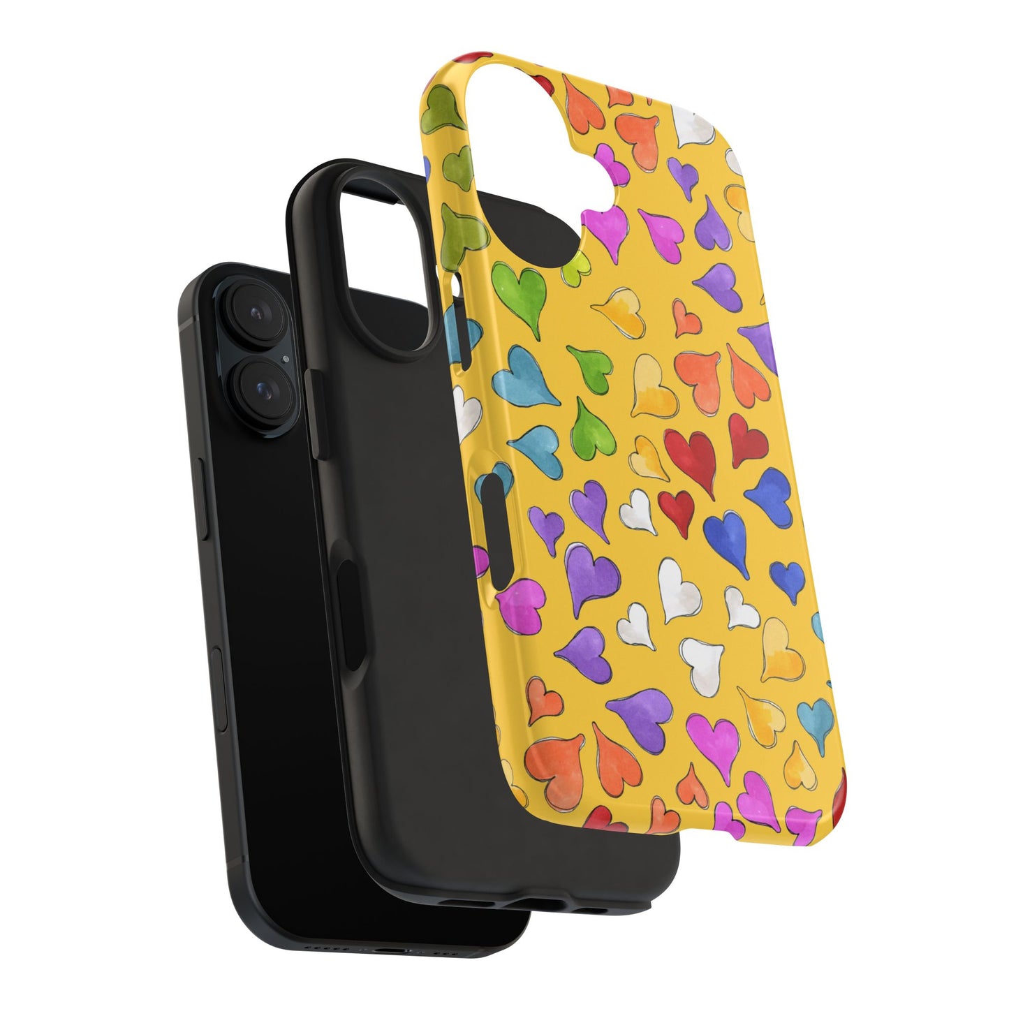Happy Hearts Yellow Phone Case