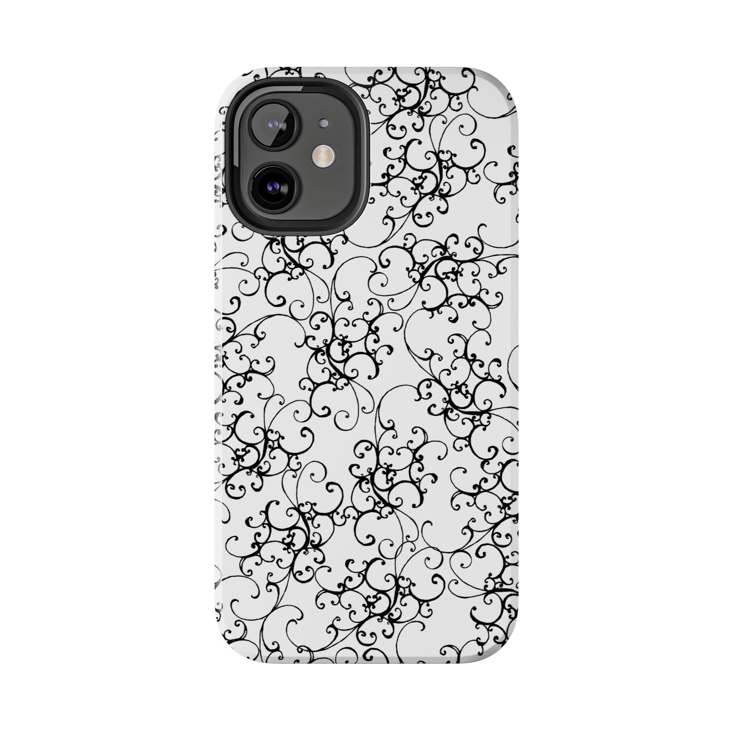 Elegant Scroll White / Black Phone Case