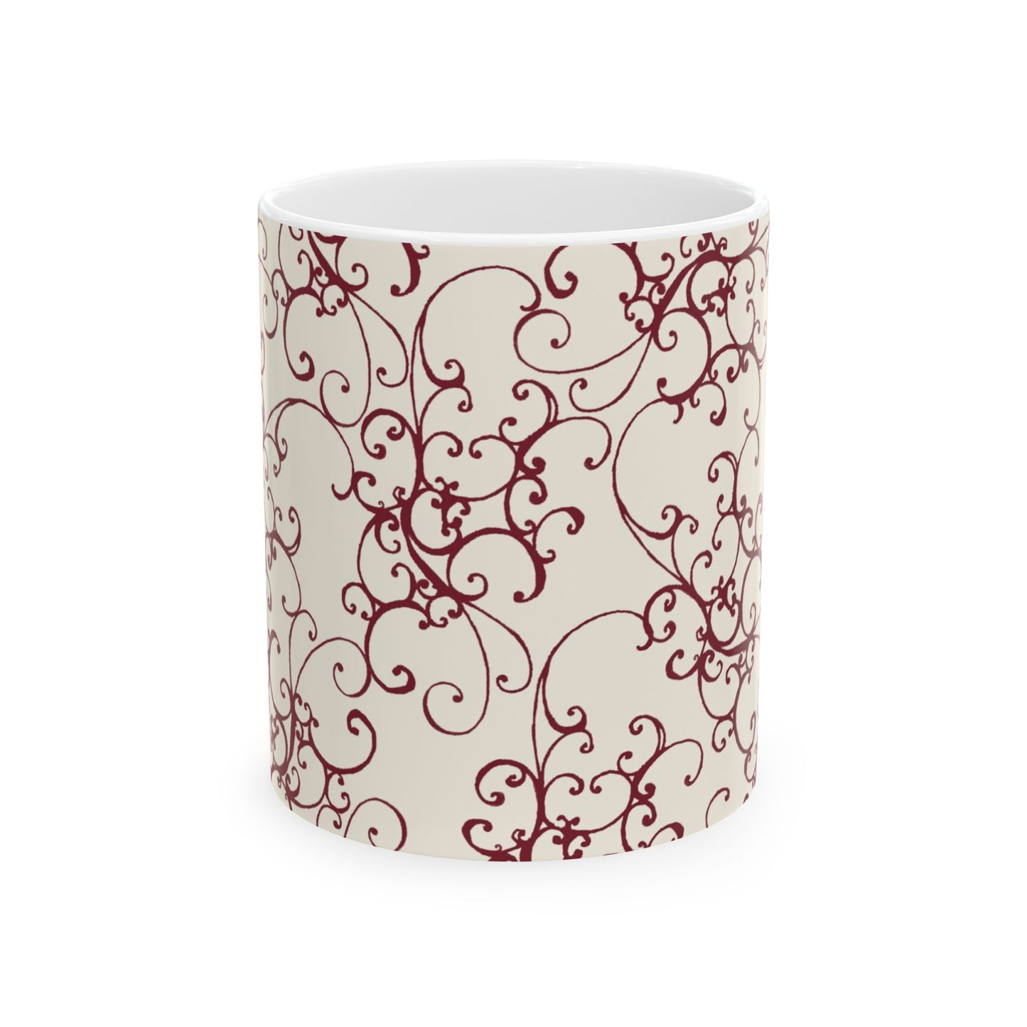 Elegant Scroll Ivory / Red Cup
