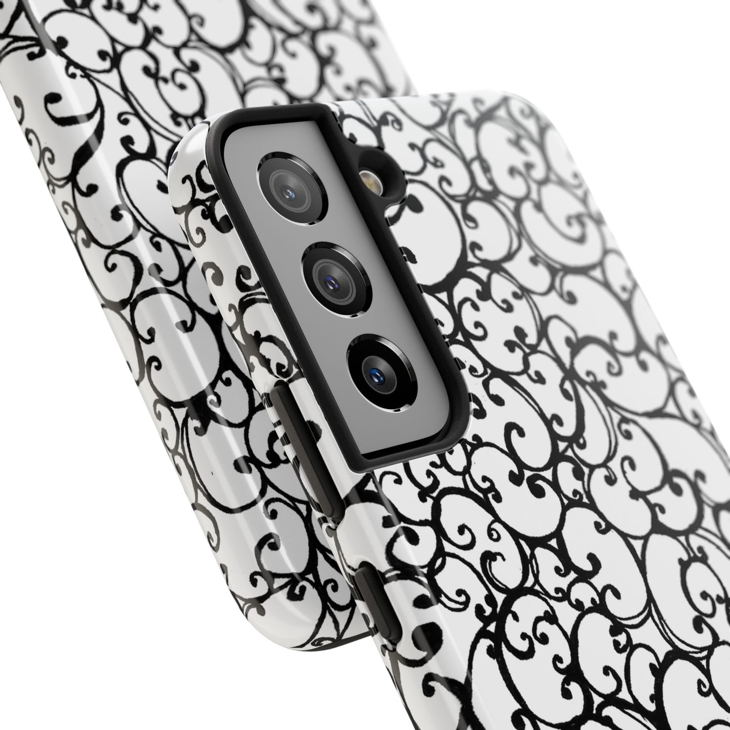 Scrollie White / Black Phone Case