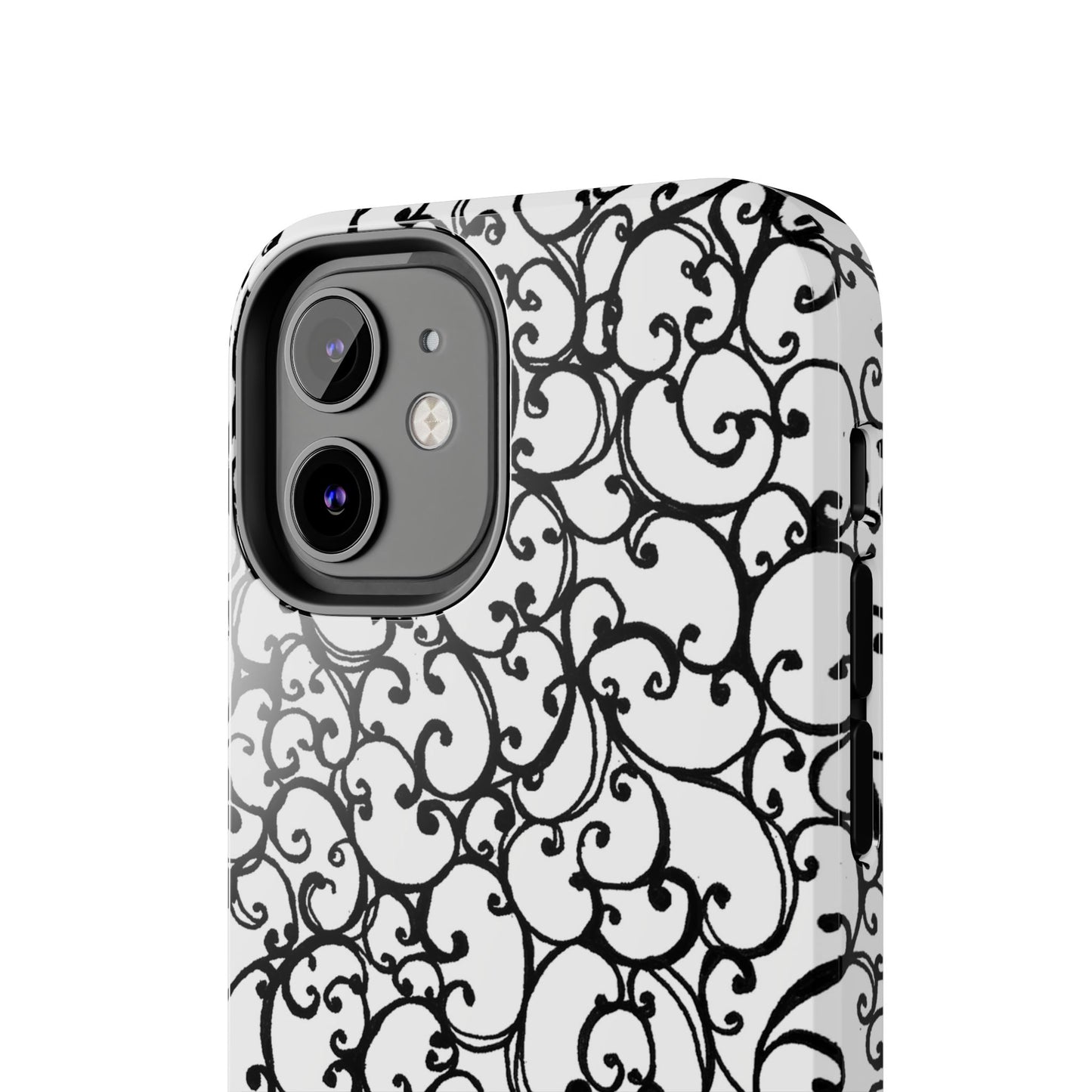 Scrollie White / Black Phone Case