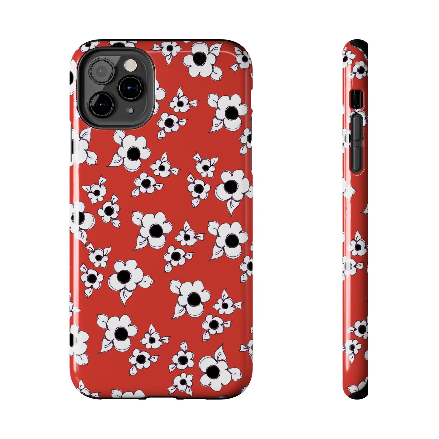 Daisy Cluster Red / Black Phone Case