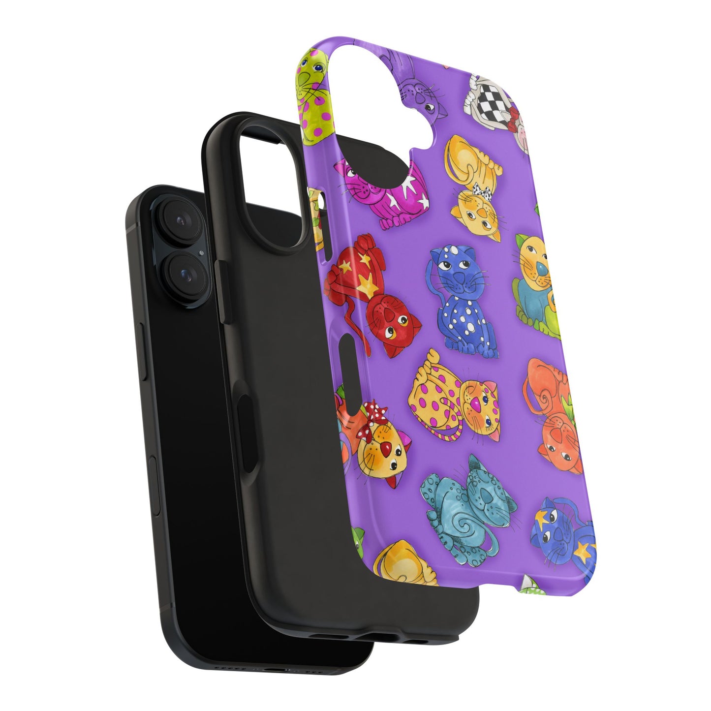Tossed Happy Cats Purple Phone Case