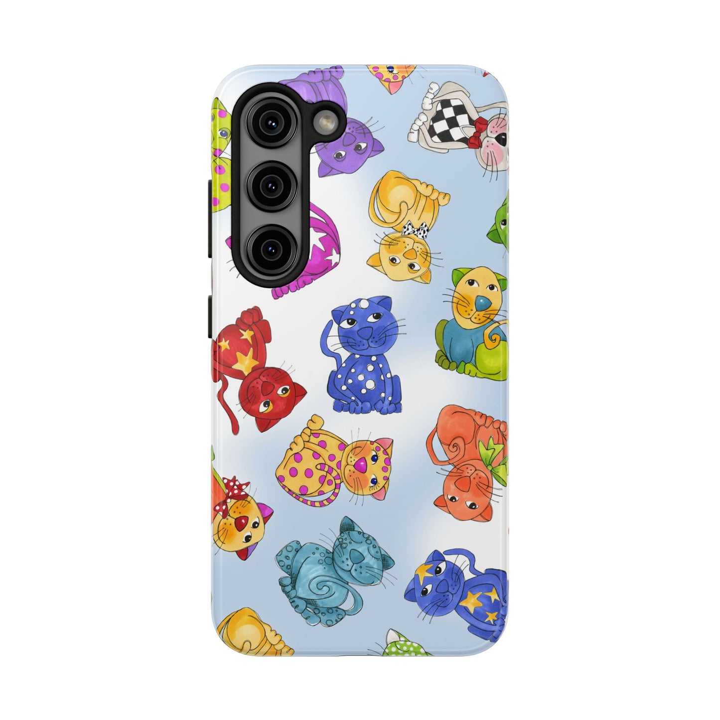 Tossed Happy Cats Blue Sky Phone Case