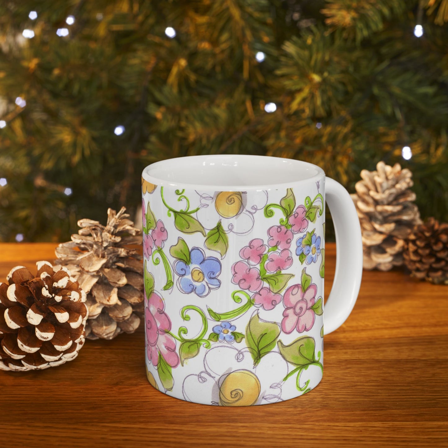 Flower Frolic White Cup