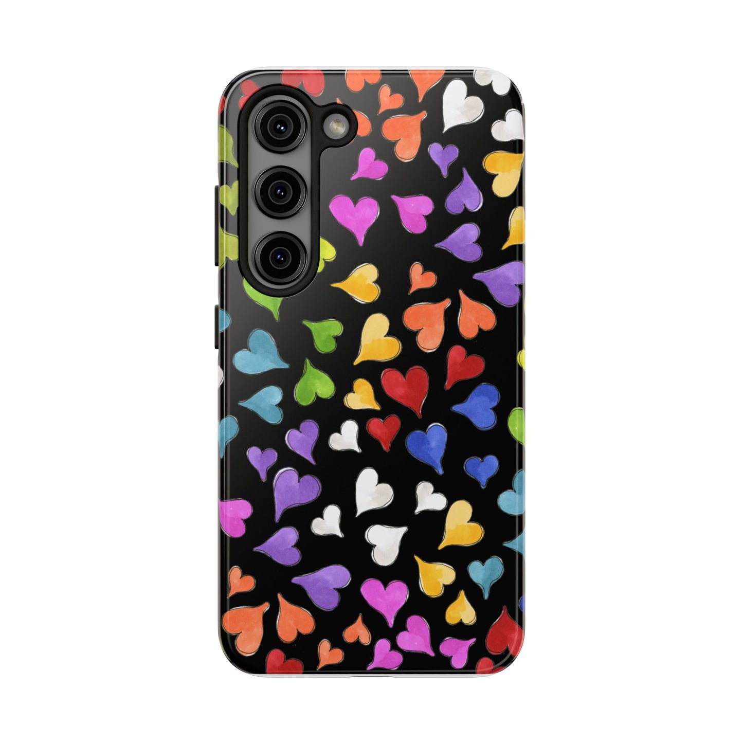 Happy Hearts Black Phone Case