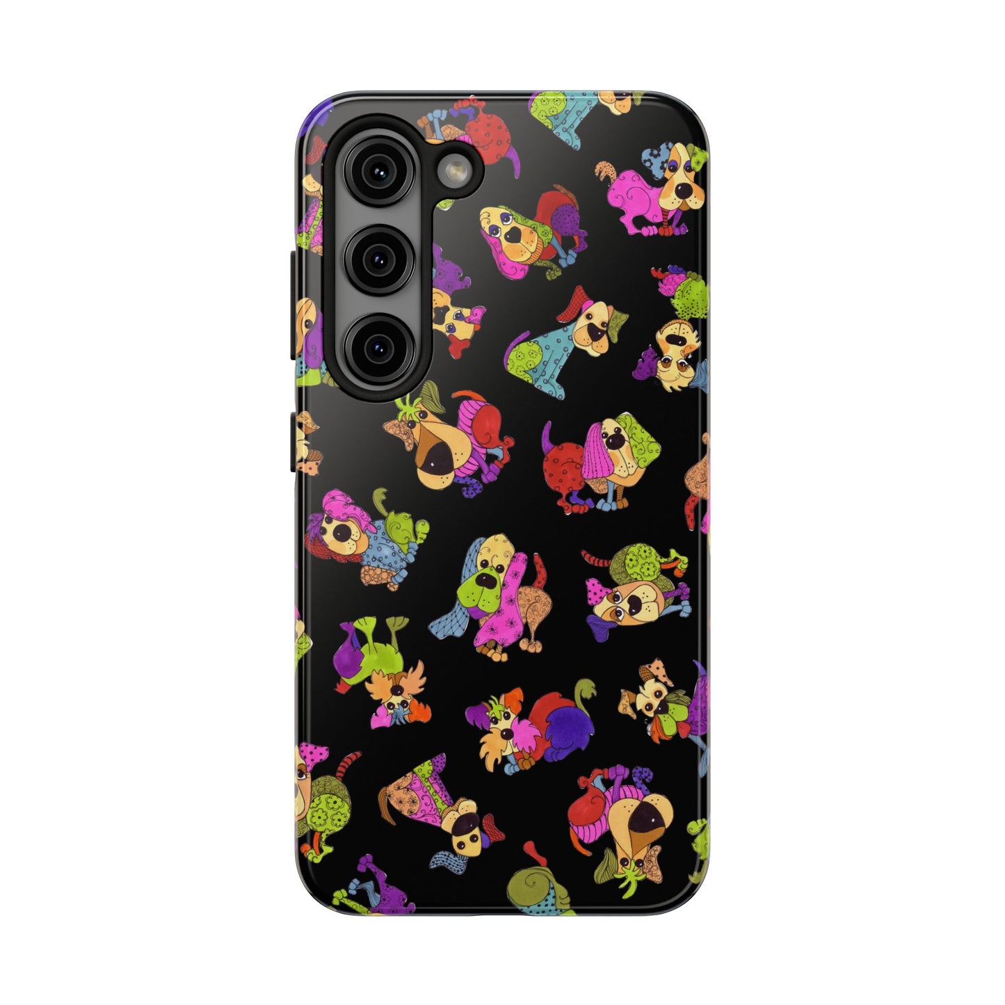 Tossed Happy Dogs Black Phone Case