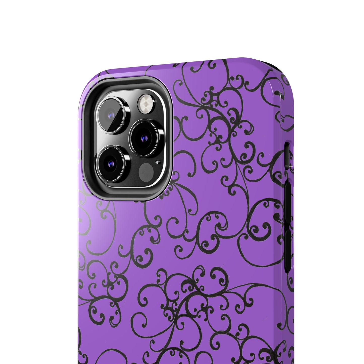Elegant Scroll Purple / Black Phone Case