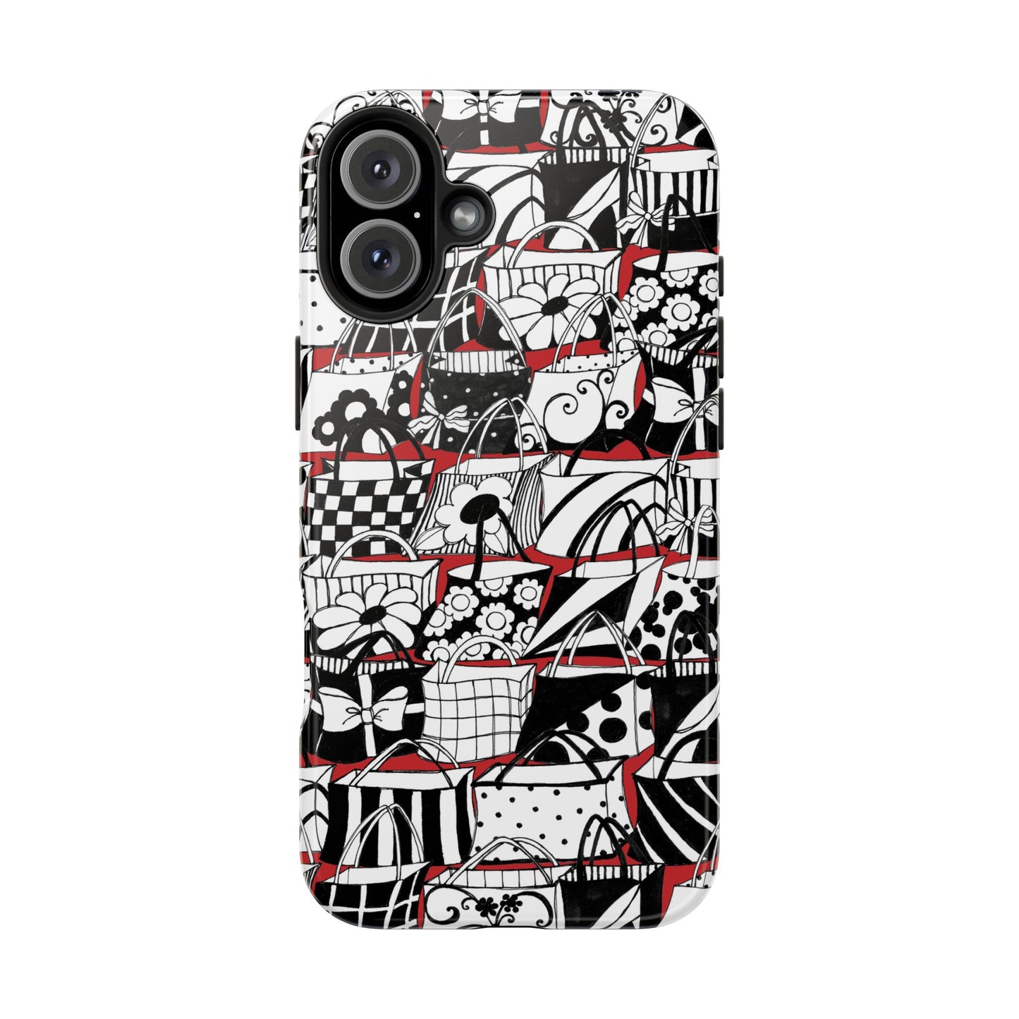 Totally Black, White & Red Phone Case
