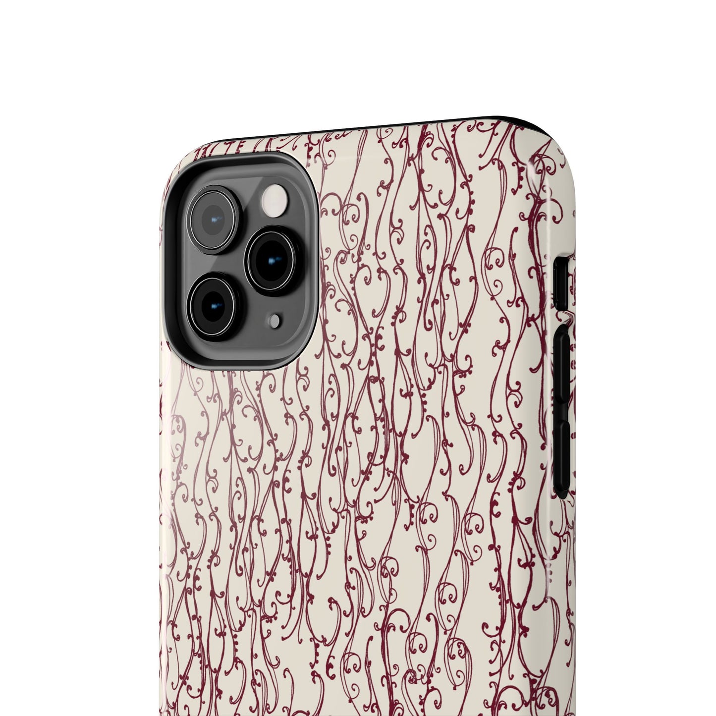 Swan Scroll Ivory / Red Phone Case