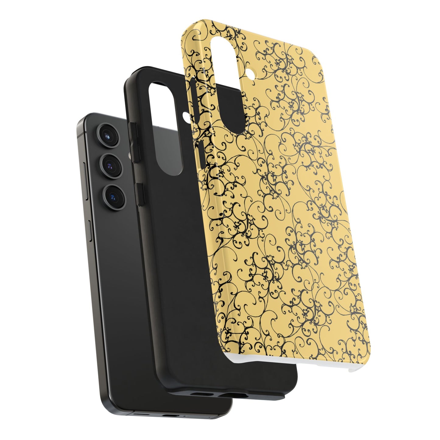 Elegant Scroll Yellow / Black Phone Case