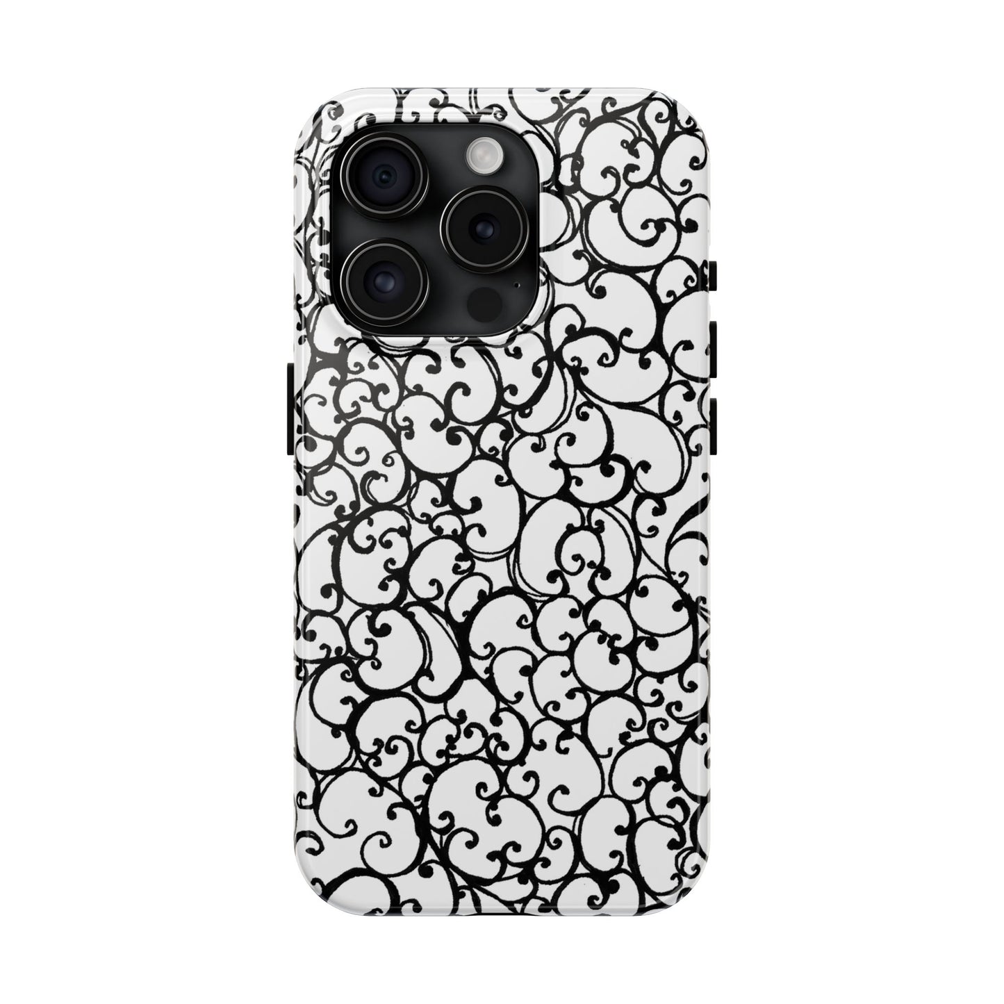 Scrollie White / Black Phone Case