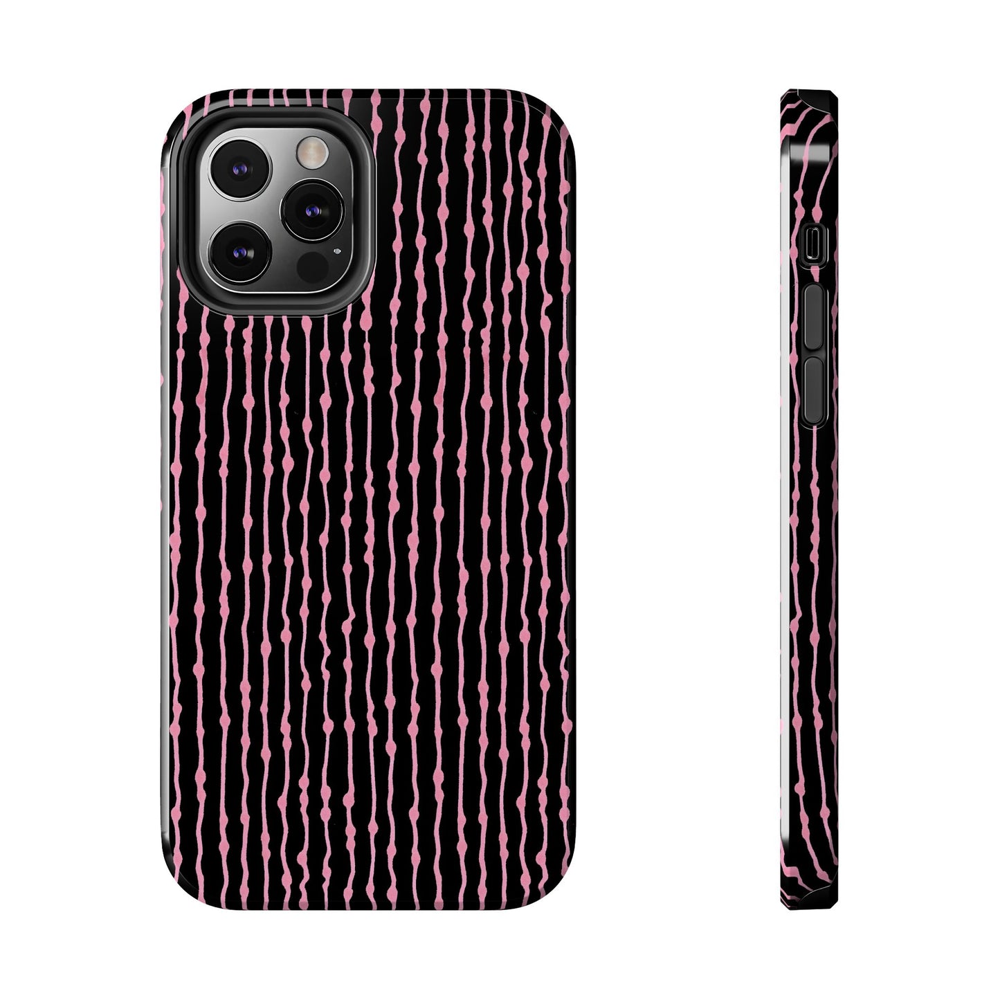 Faux Seersucker Black / Pink Phone Case