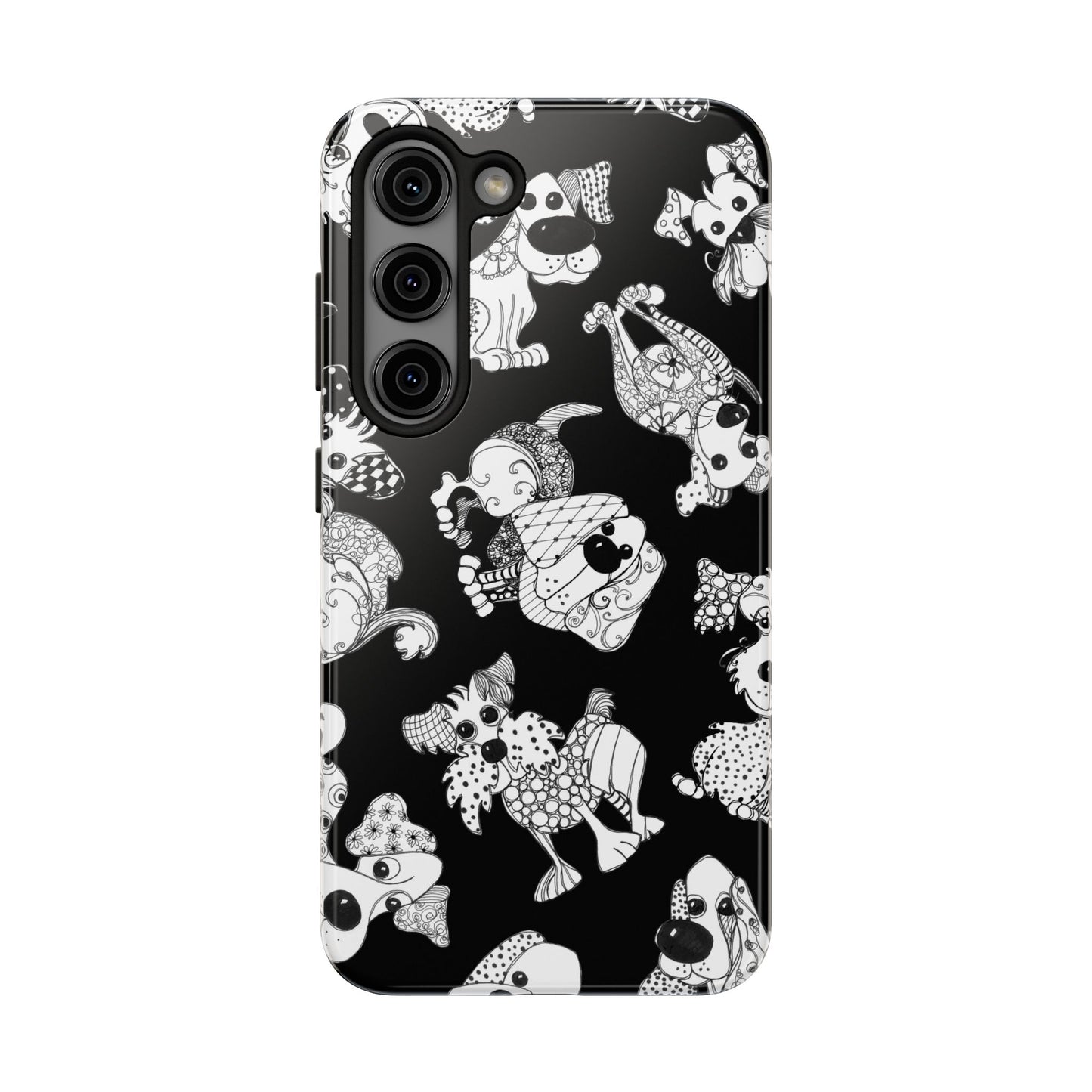 Doodle Dogs Black Phone Case