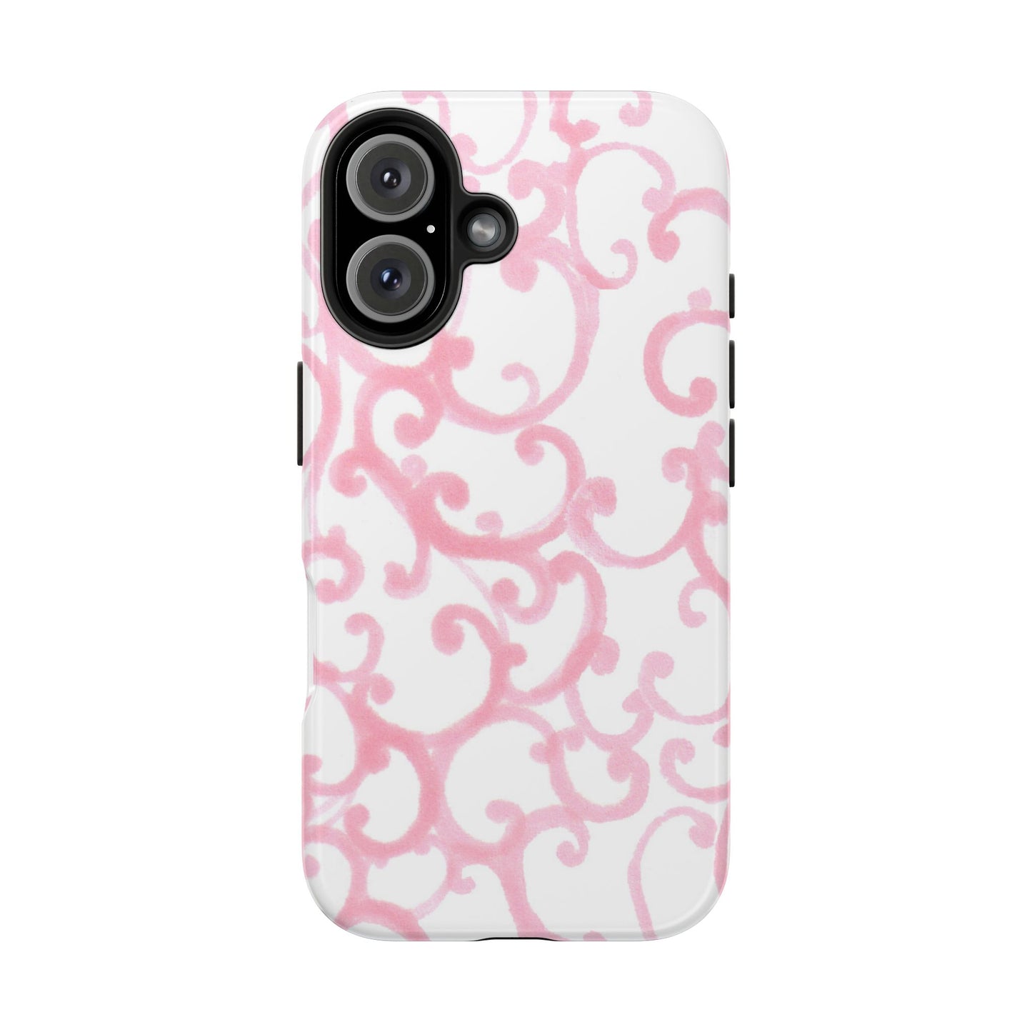 Scrollie White / Pink Phone Case