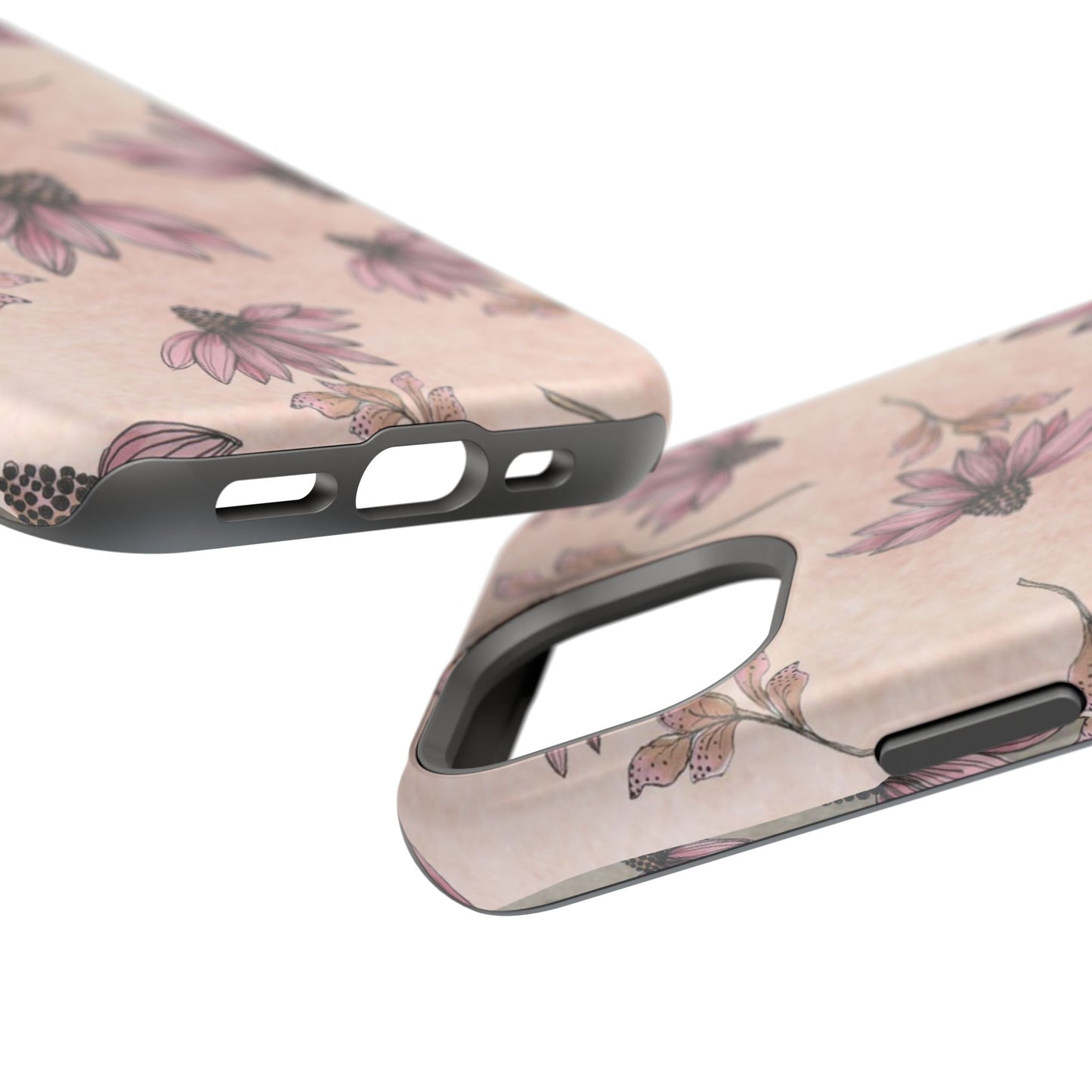 Wild Cone Flowers Pink Marble Phone Case