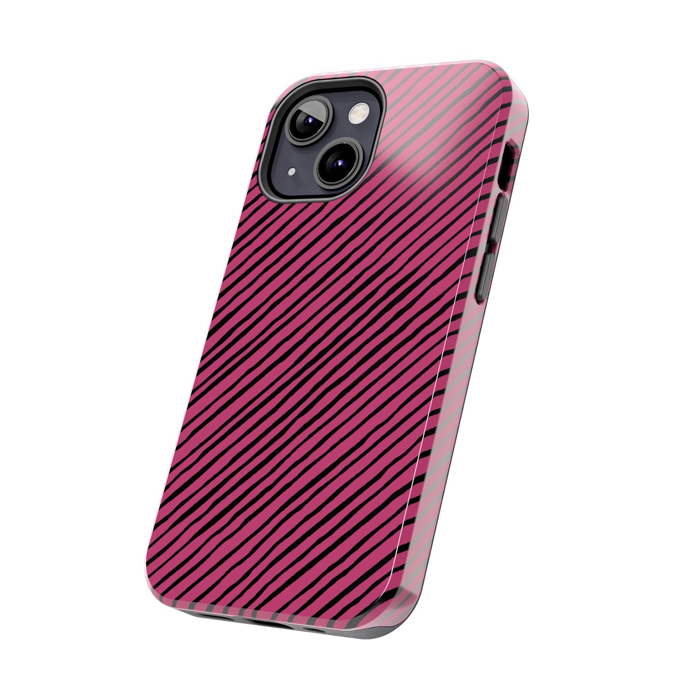Quirky Bias Stripe Magenta / Black Phone Case