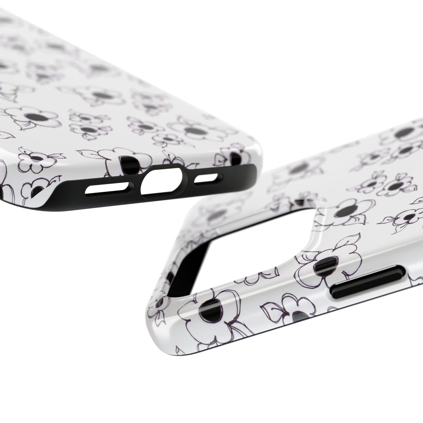 Daisy Cluster White / Black Phone Case