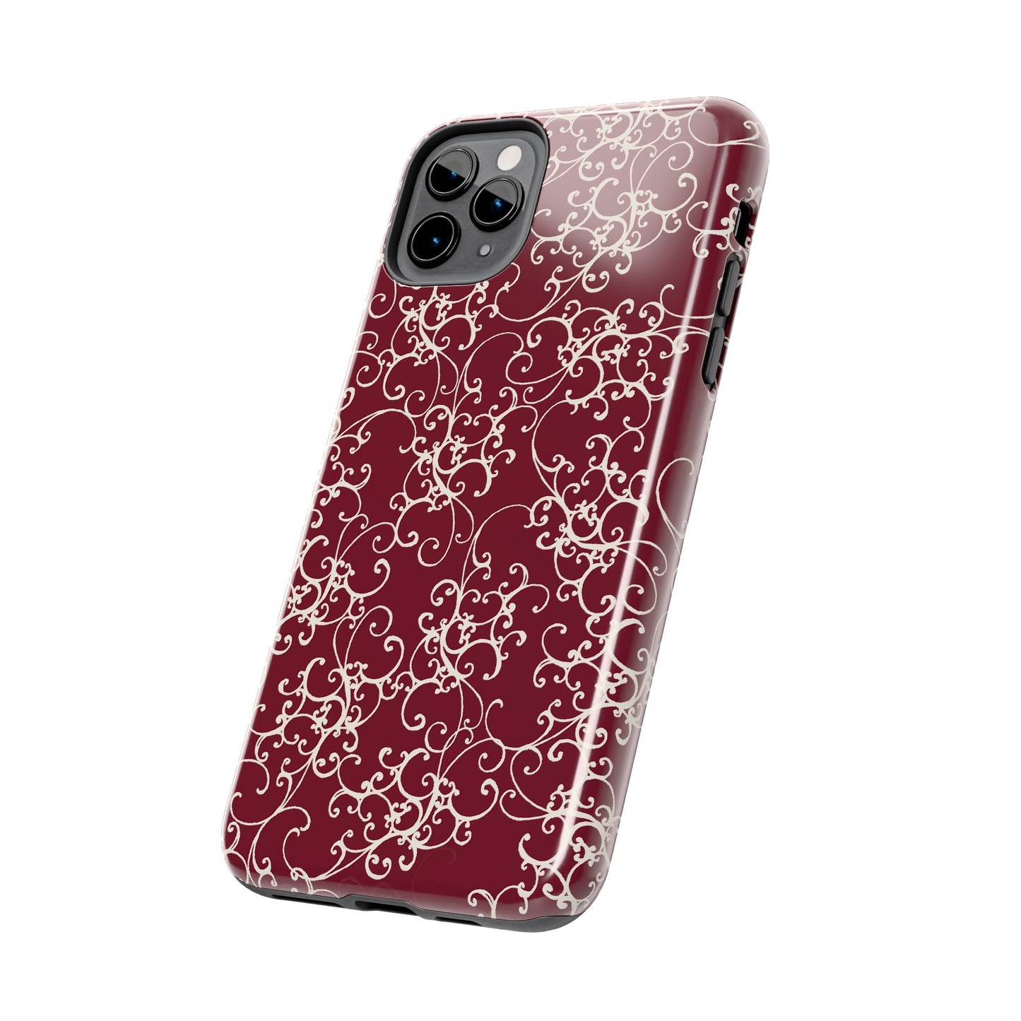 Elegant Scroll Red / Ivory Phone Case