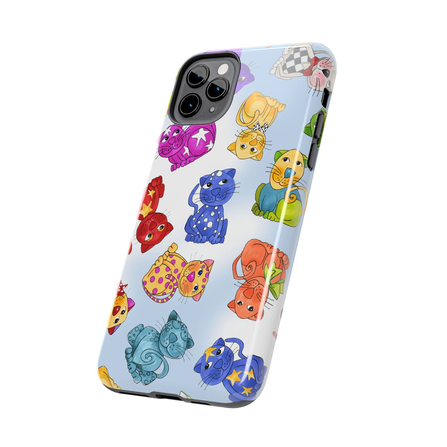 Tossed Happy Cats Blue Sky Phone Case