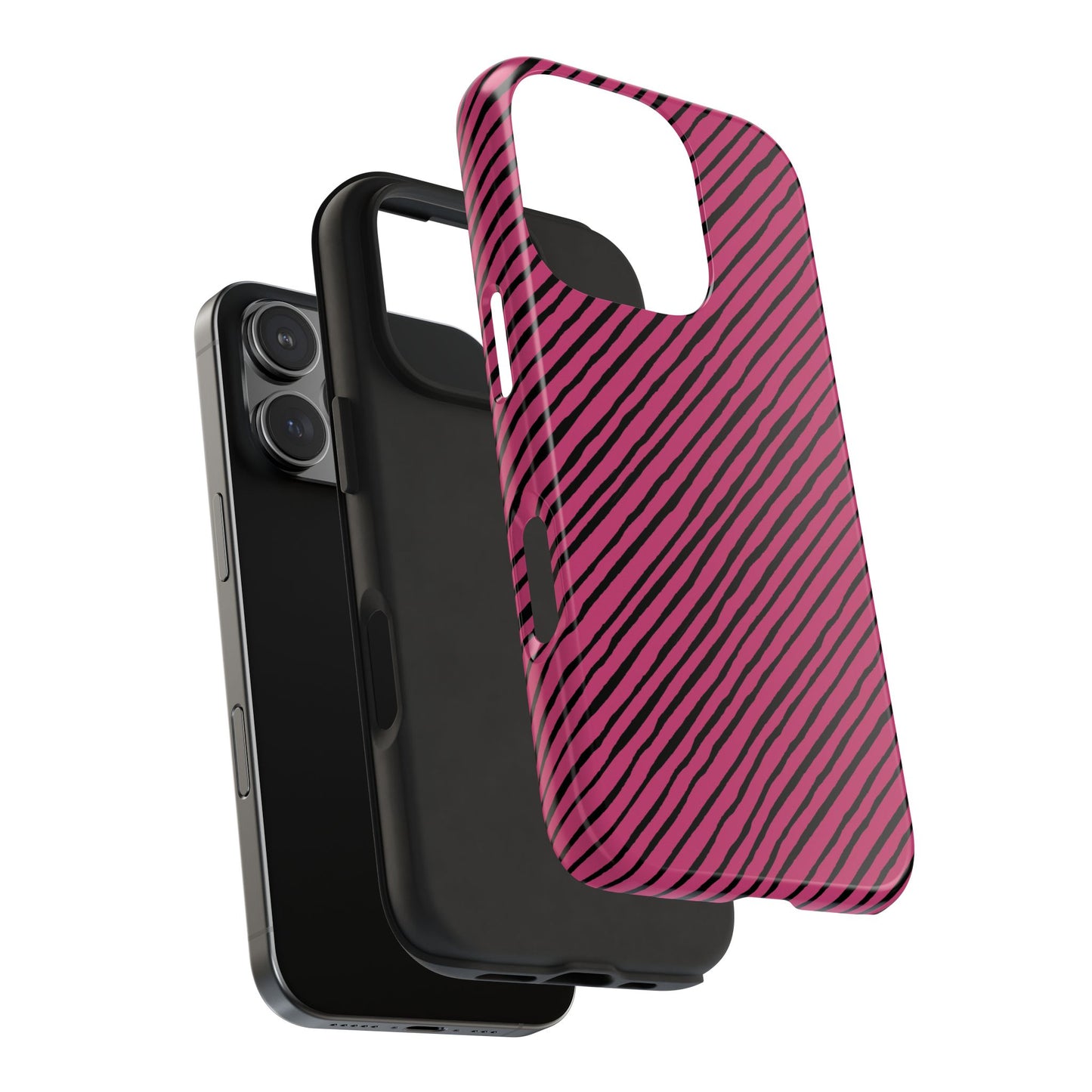 Quirky Bias Stripe Magenta / Black Phone Case