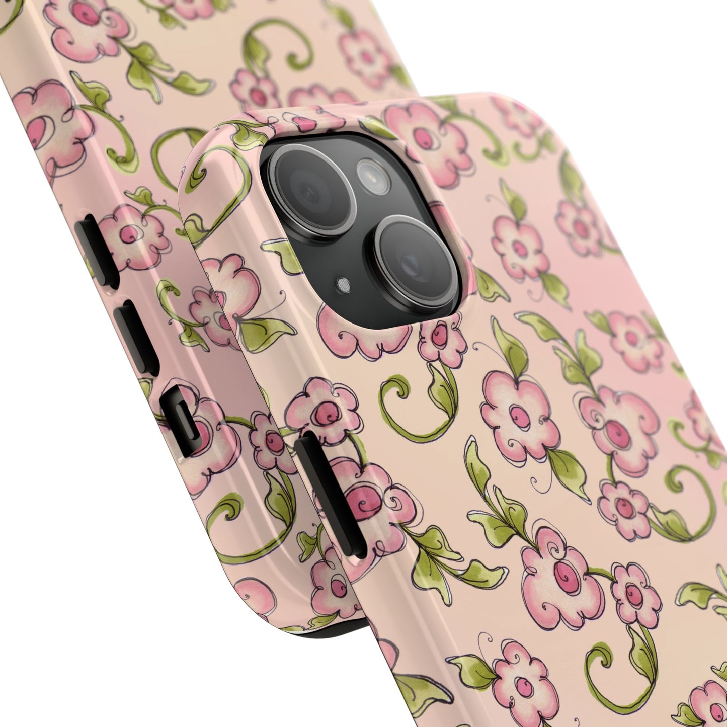 Scroll Daisies Peach / Peach Phone Case