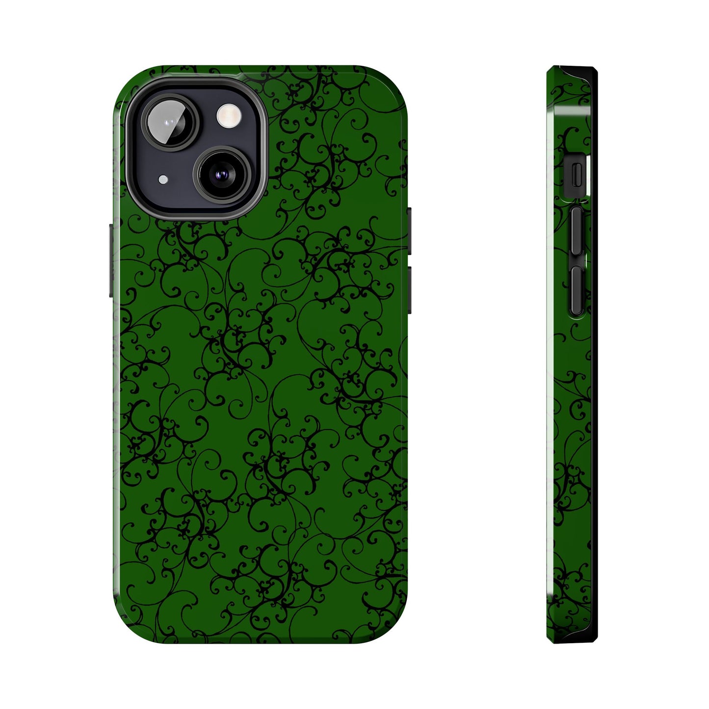 Elegant Scroll Dark Green / Black Phone Case