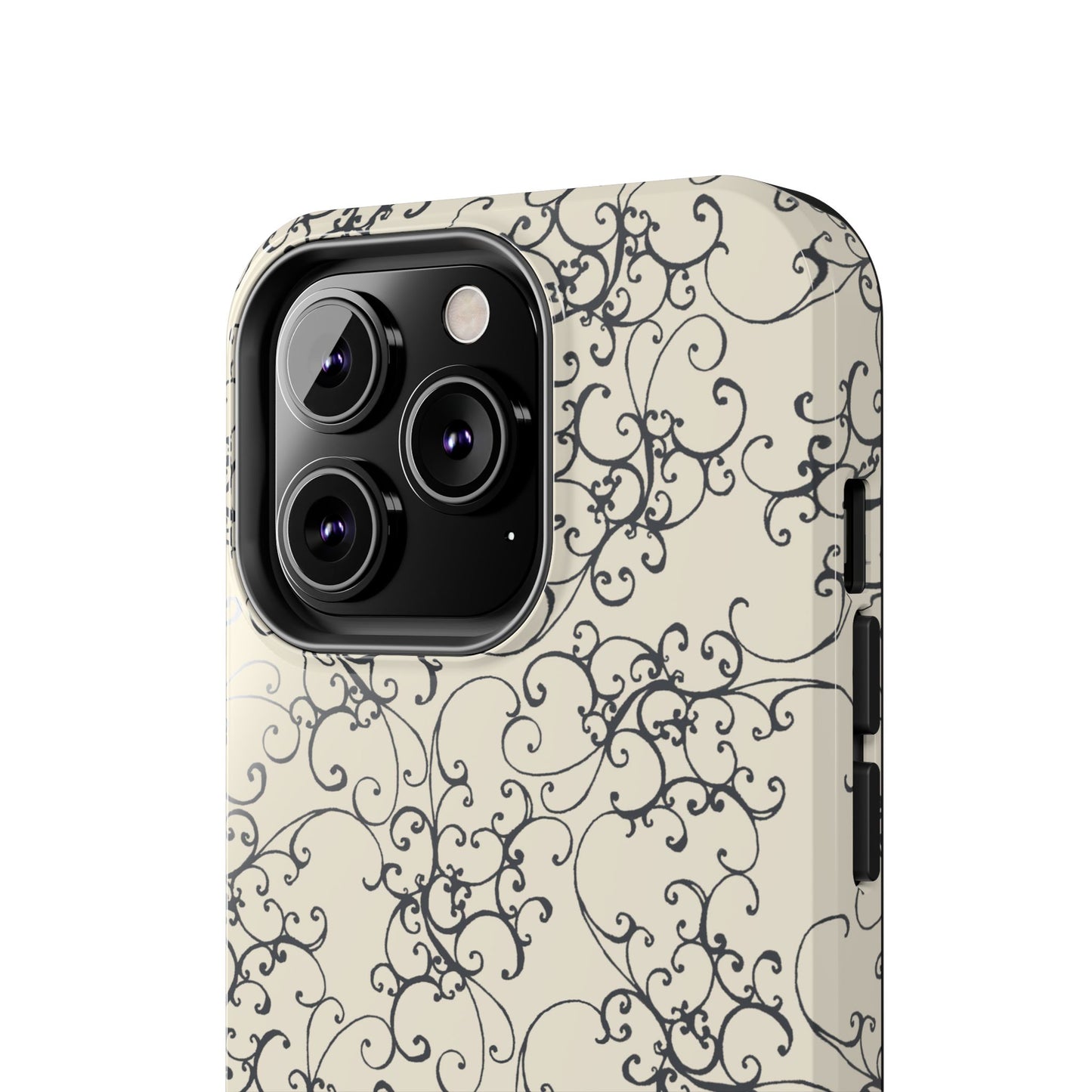 Elegant Scroll Ivory / Black Phone Case