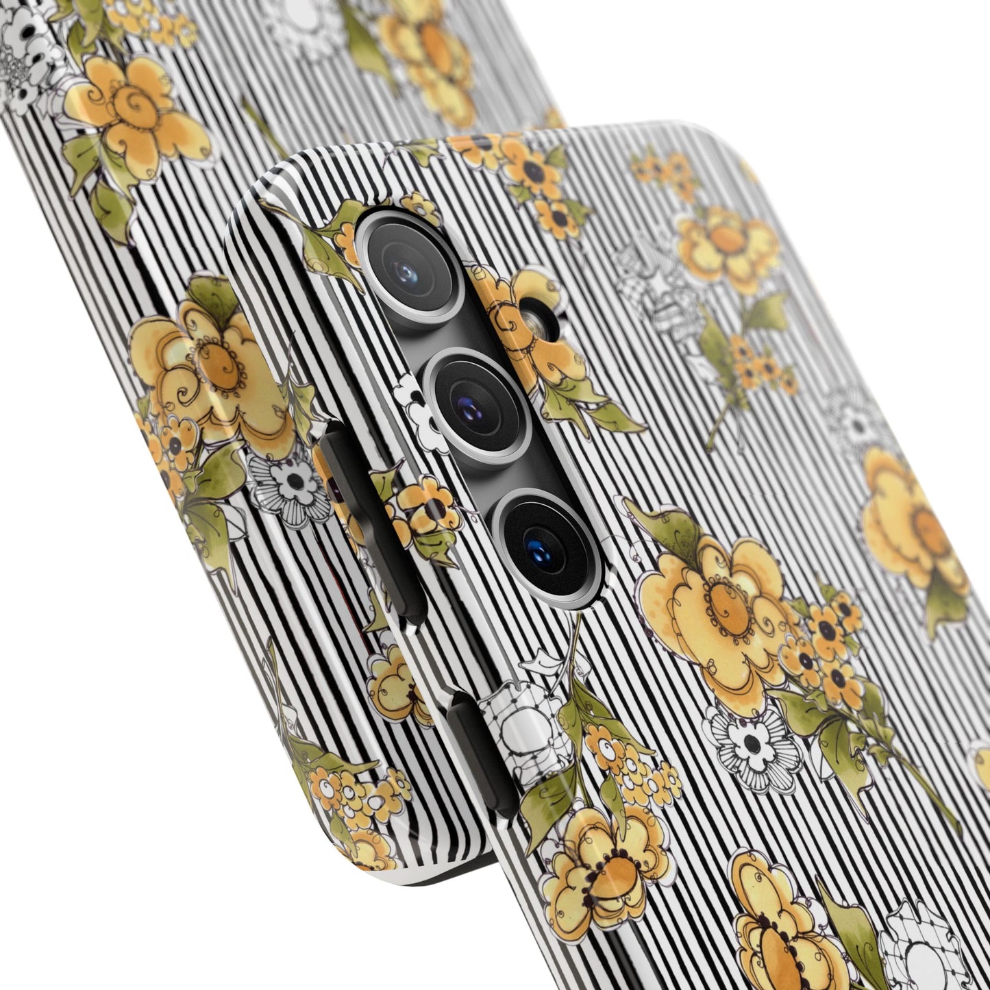 Bee Floral White / Black Phone Case