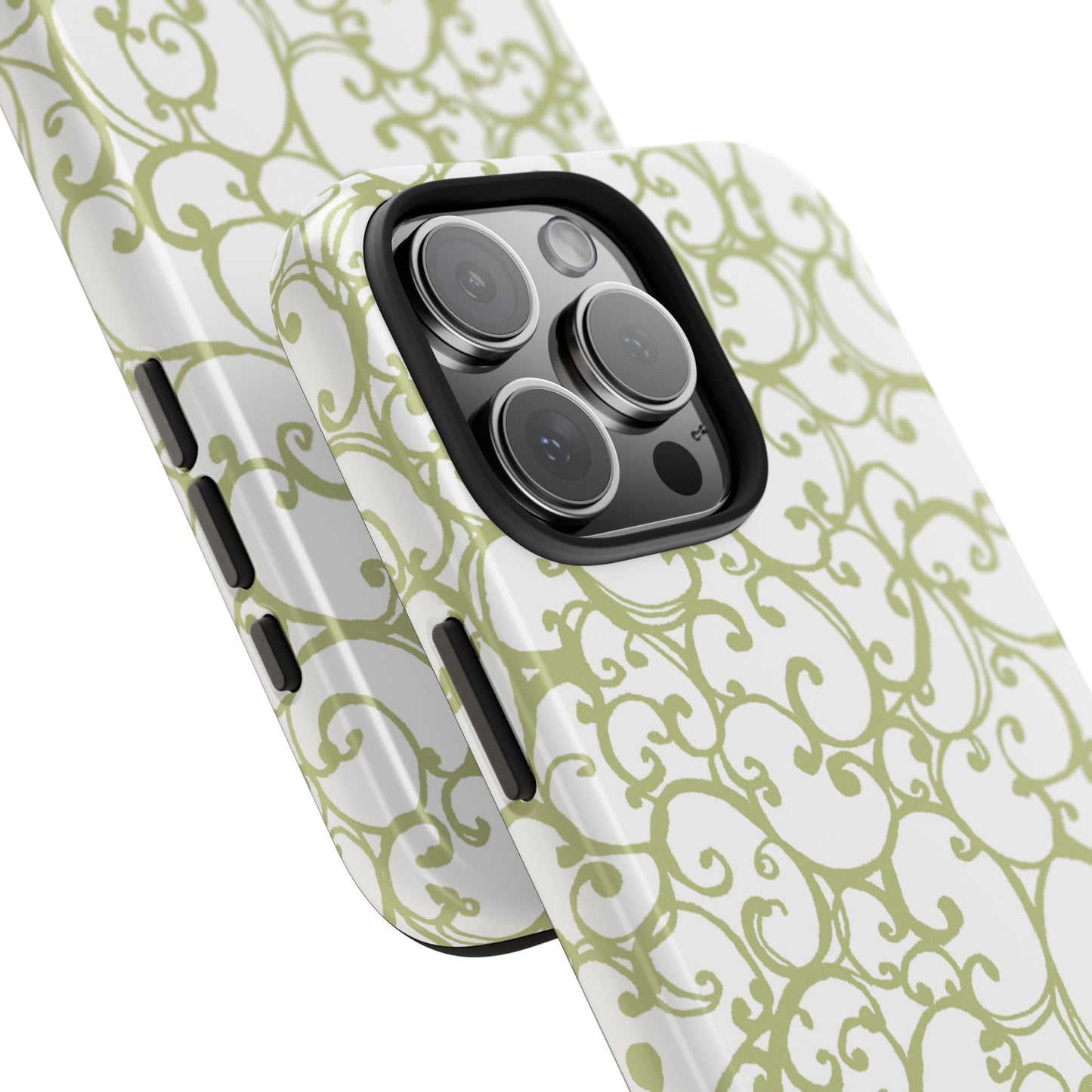 Scrollie White / Green Phone Case