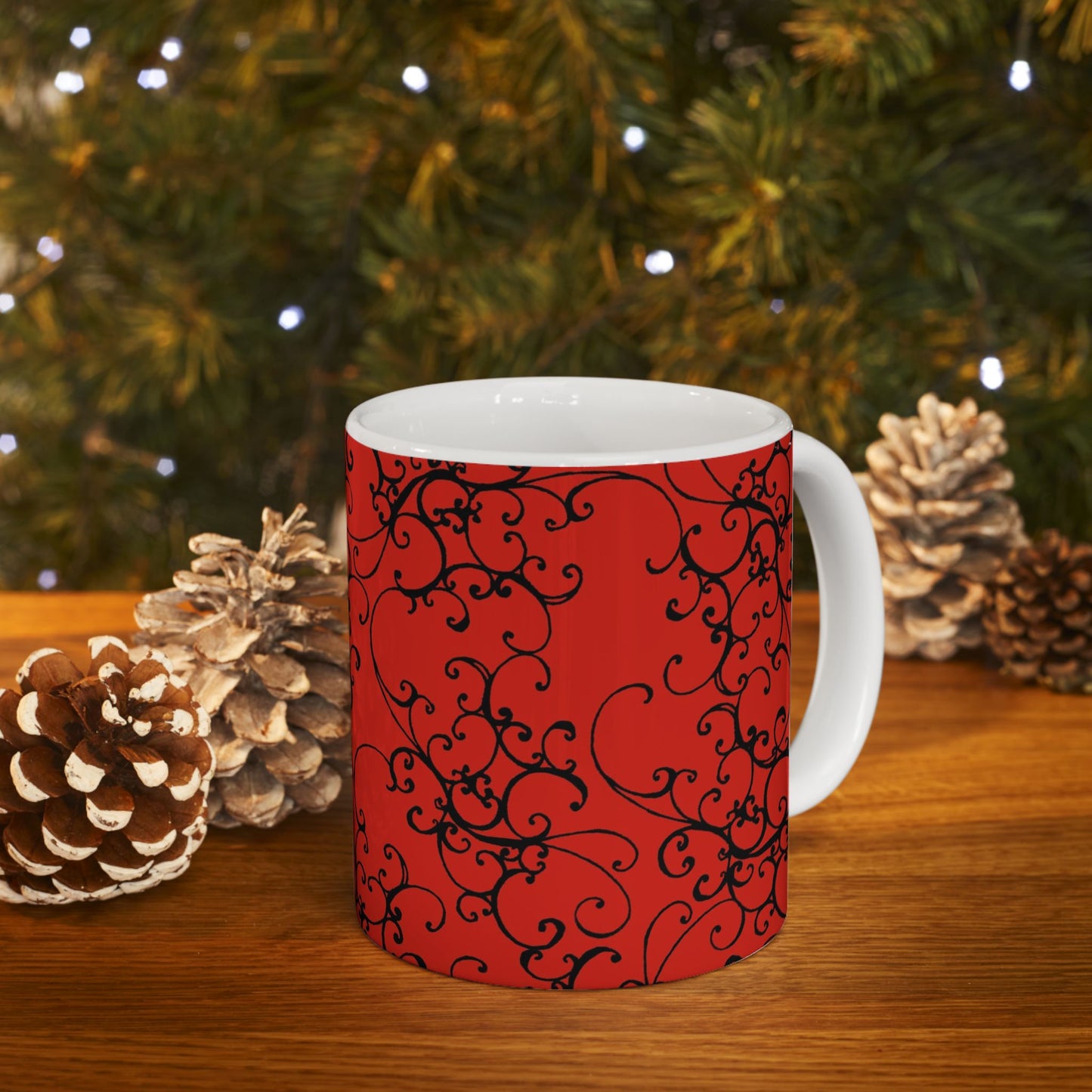 Elegant Scroll Red / Black Cup