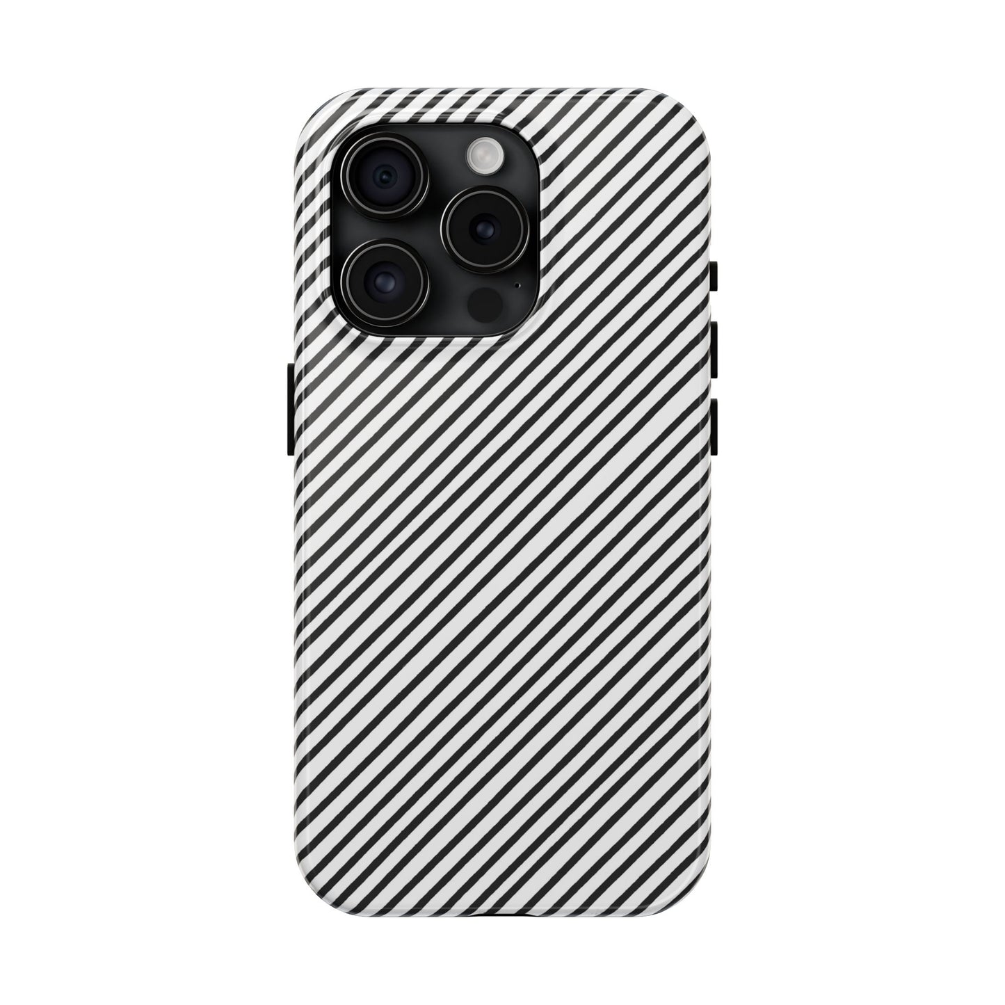 Diagonal Stripe White / Black Phone Case