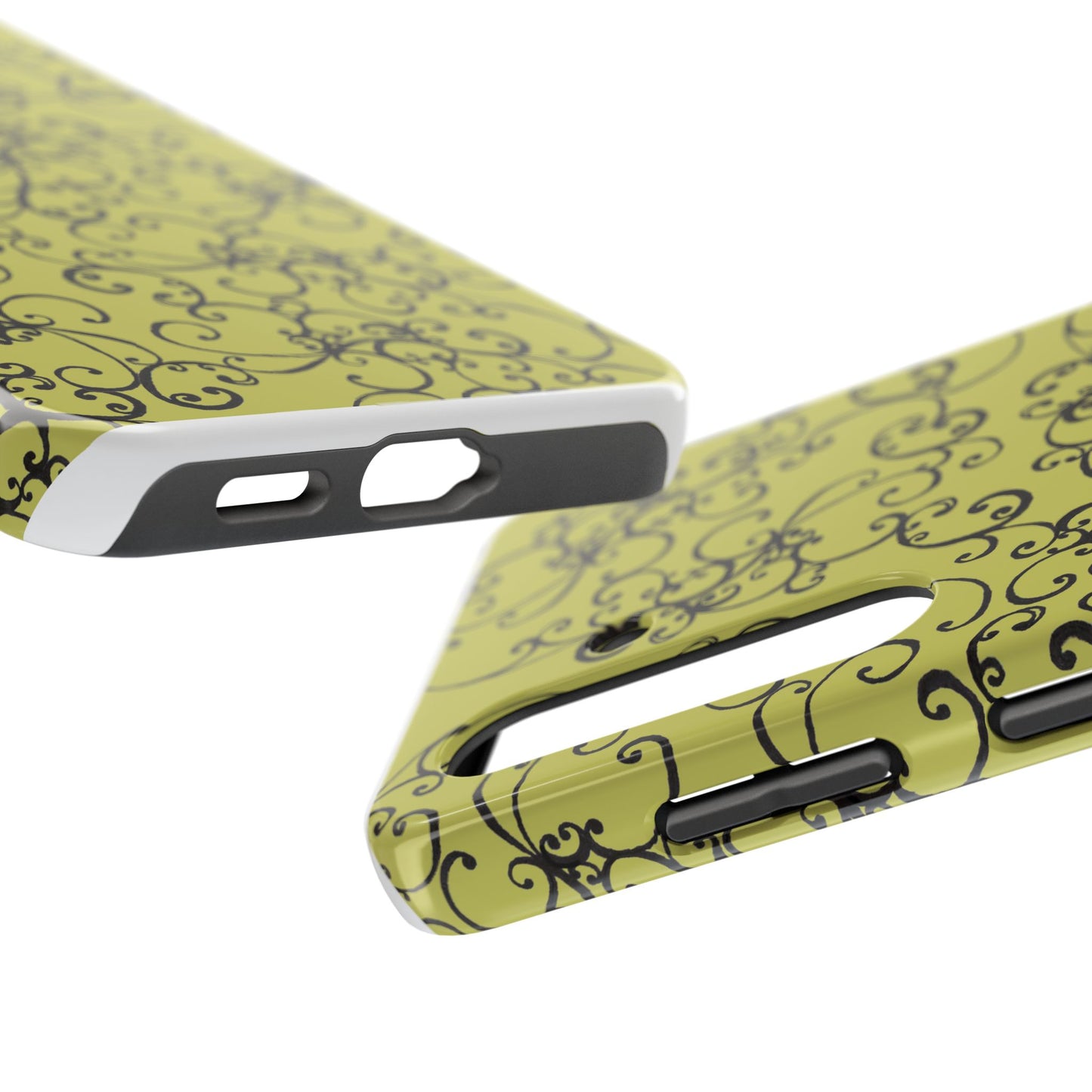 Elegant Scroll Green / Black Phone Case