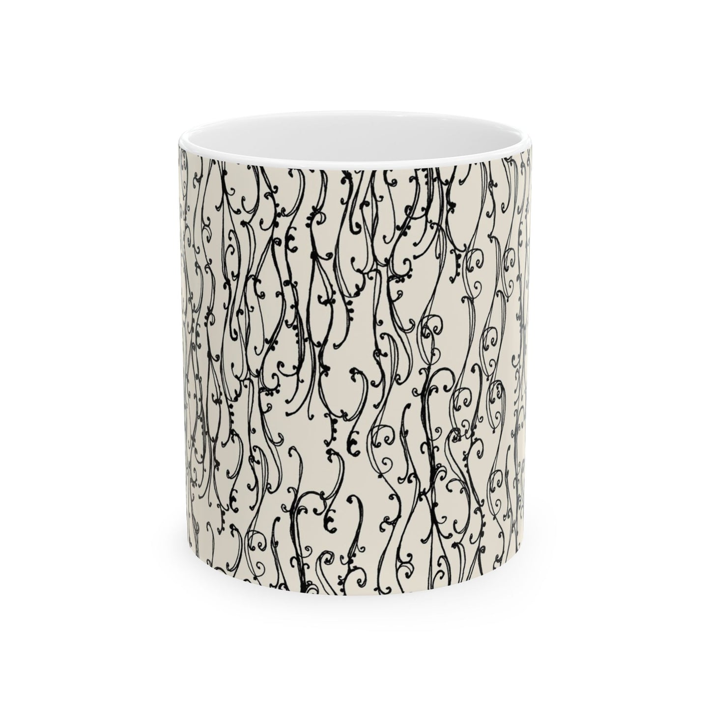 Swan Scroll Ivory / Black Cup