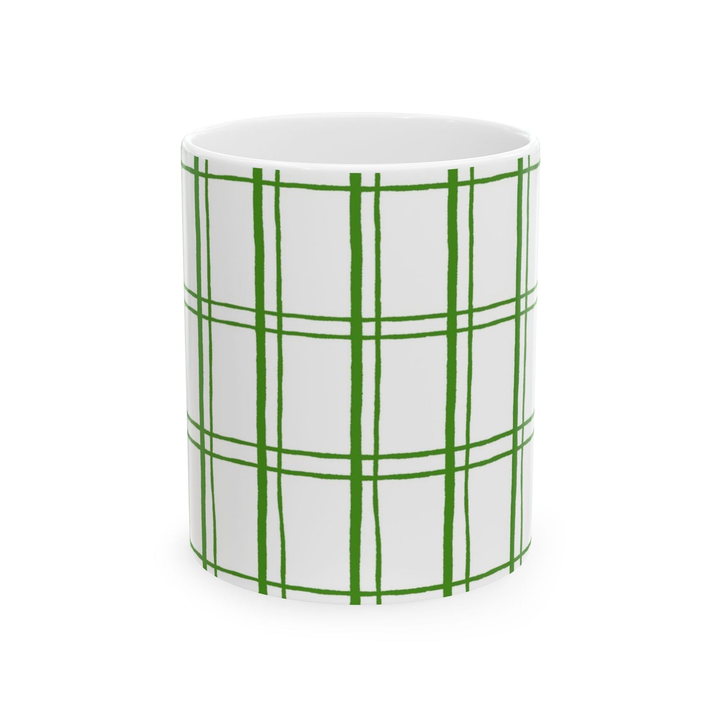 Kitchen Plaid White / Green Cup