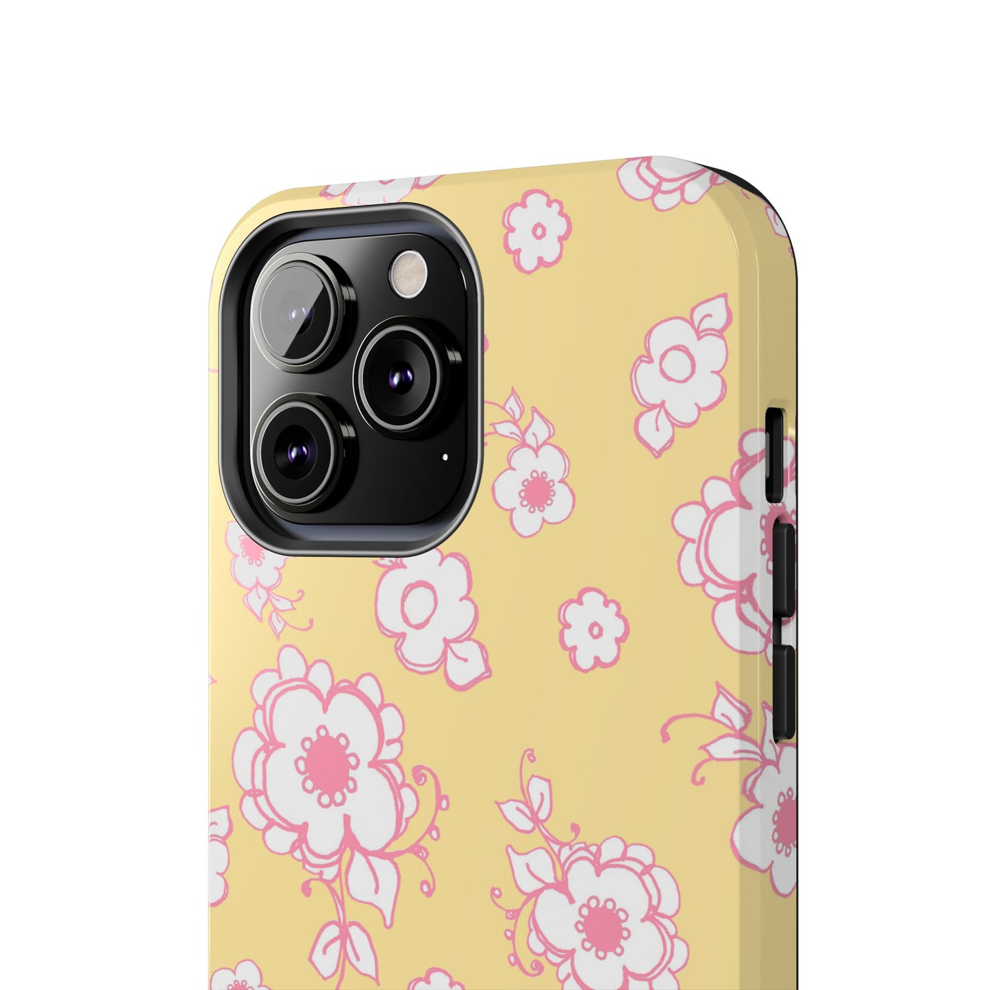 Pink Posies Yellow Phone Case