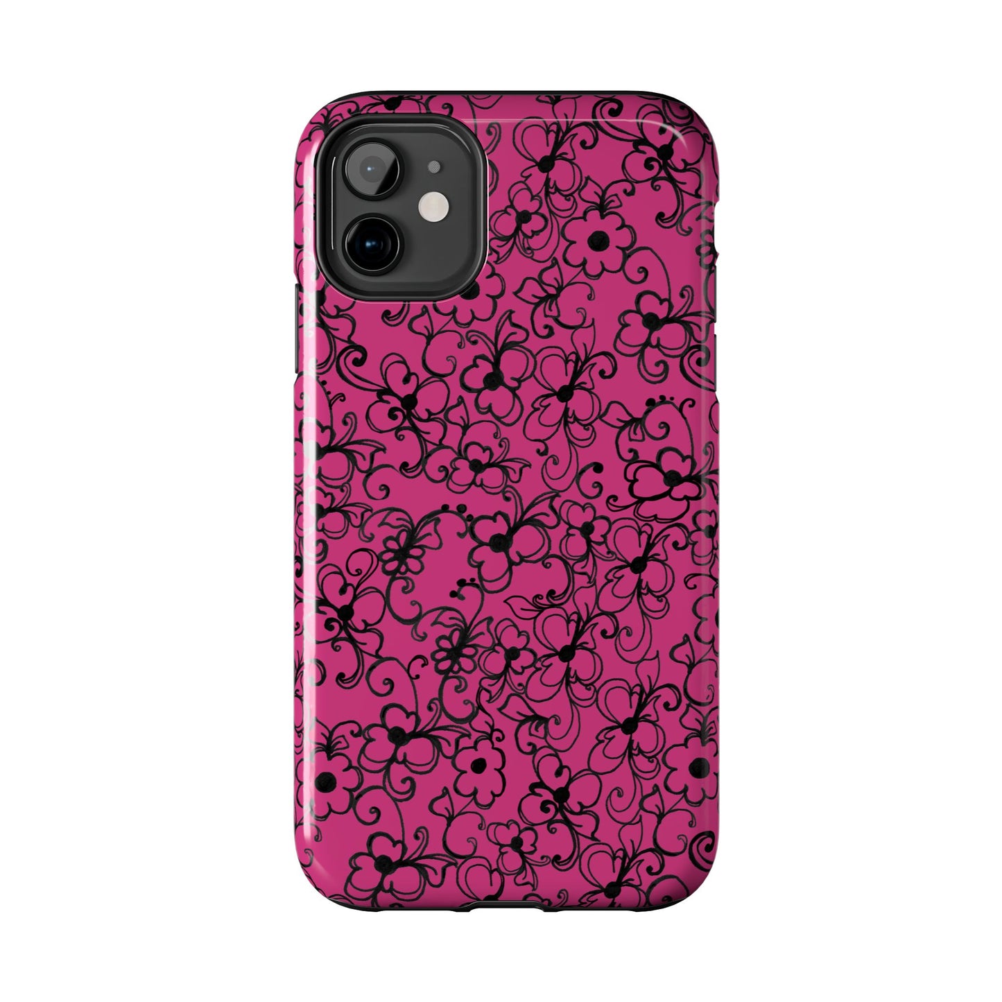 Daisy Jungle Pink / Black Phone Case