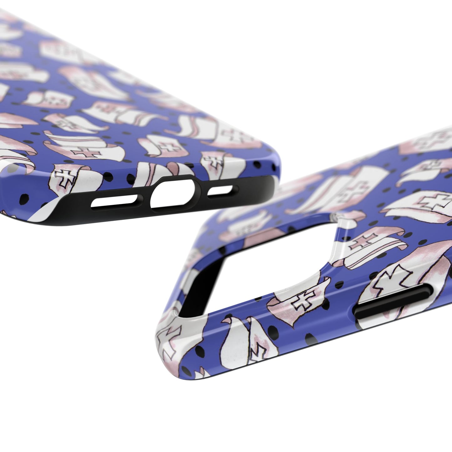 Med Hats Blue / Black Phone Case