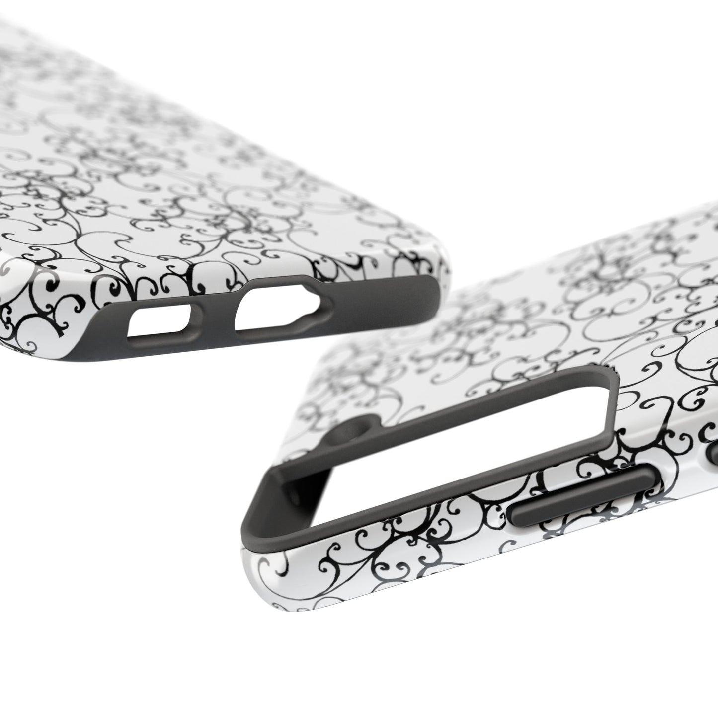 Elegant Scroll White / Black Phone Case