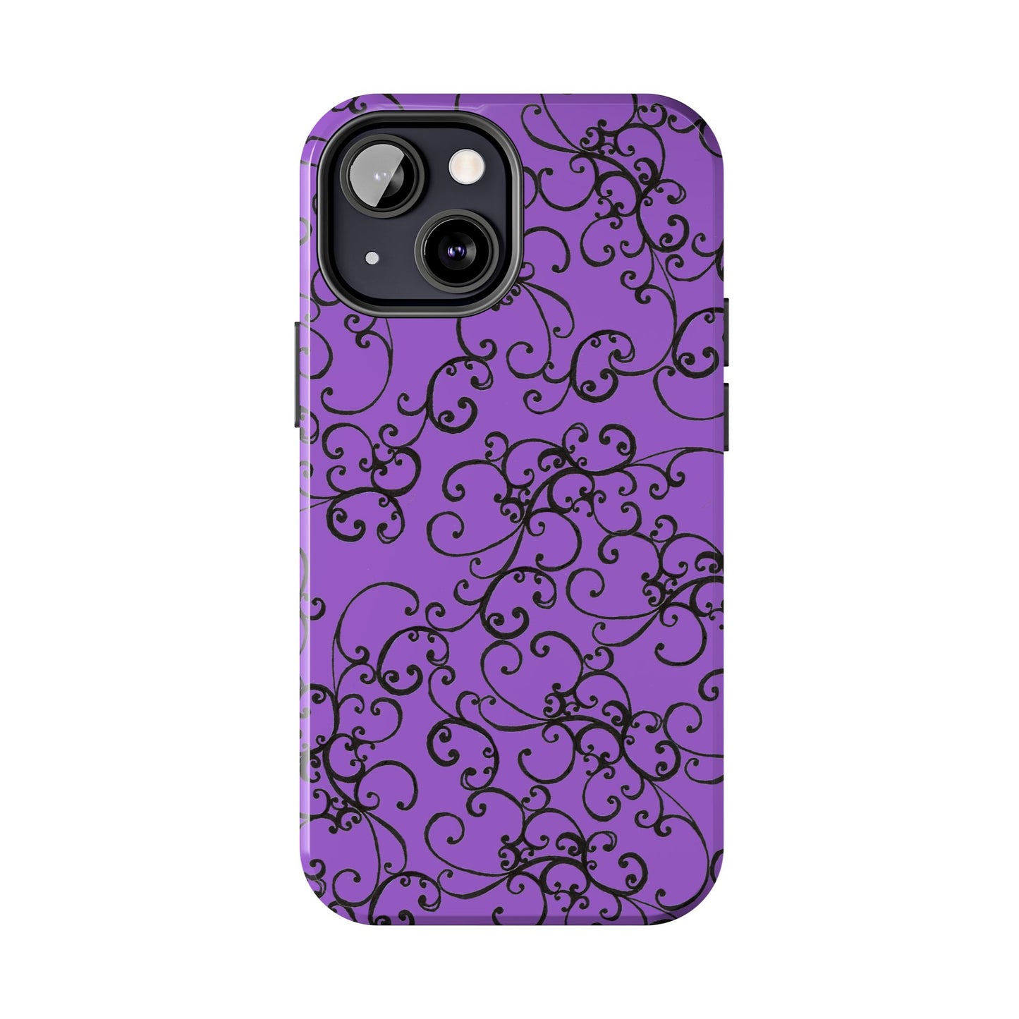 Elegant Scroll Purple / Black Phone Case