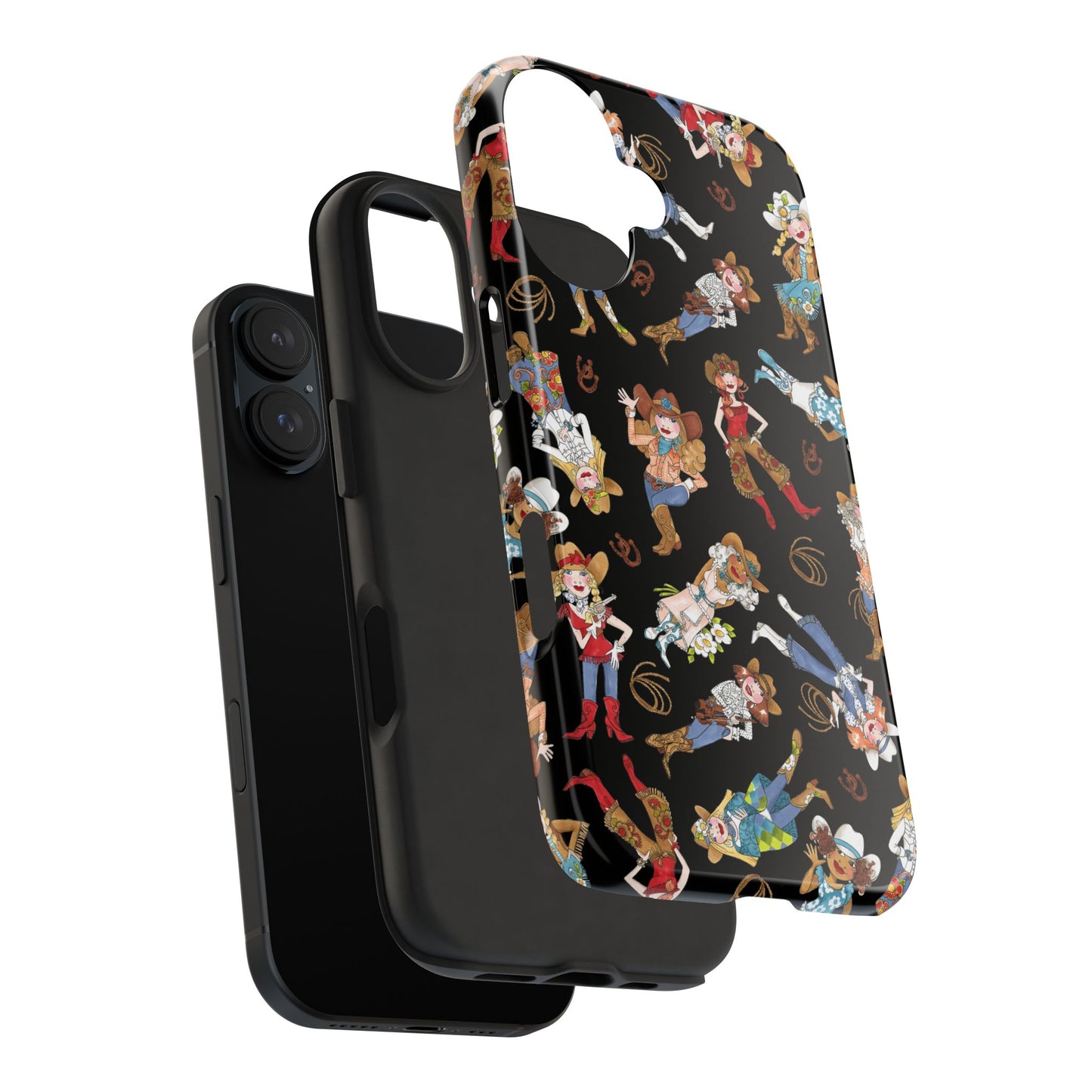 Tossed Cowgirls Black Phone Case