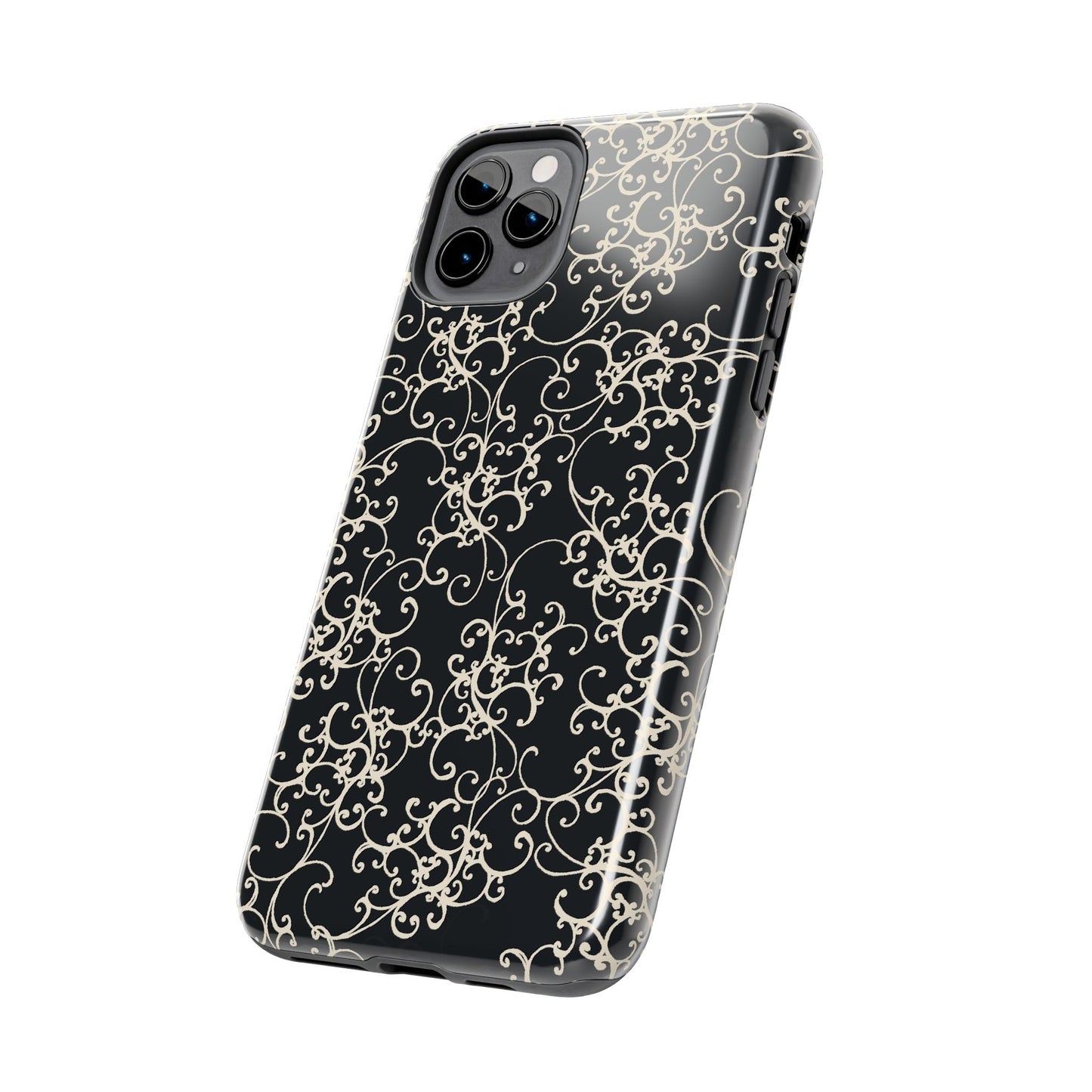 Elegant Scroll Black / Ivory Phone Case