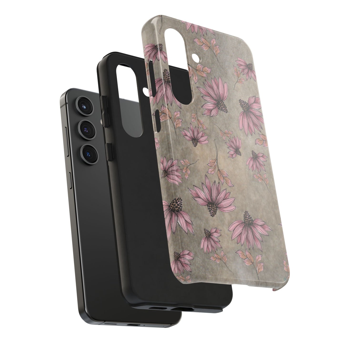 Wild Cone Flowers Taupe Marble Phone Case